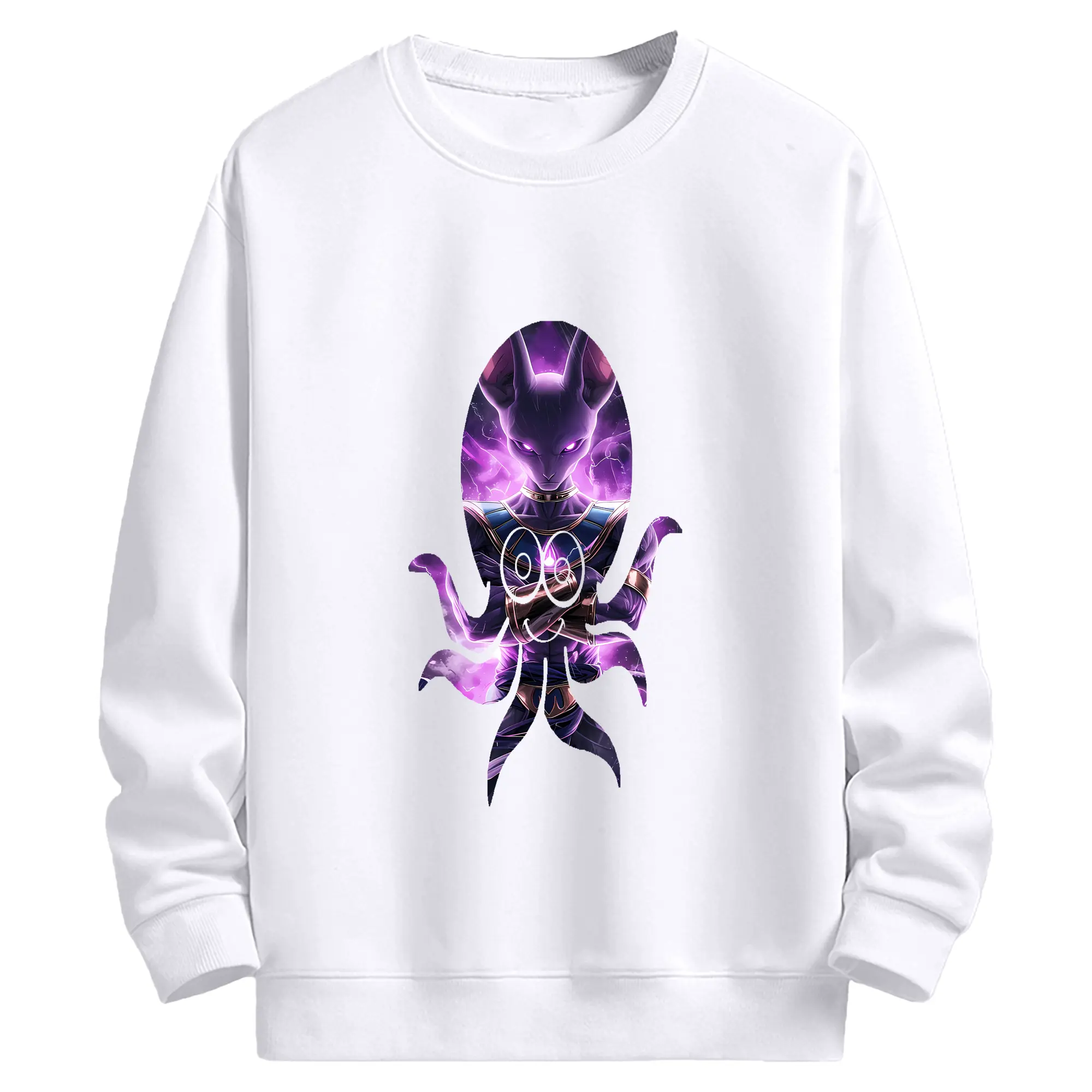 ドラゴンボール グッズ ビルス - 高品質 クルーネック スウェット ・ コットン59％ ポリエステル41％ ・ ユニセックス 長袖 トレーナー ・ カジュアル デイリー スポーツ 散歩用