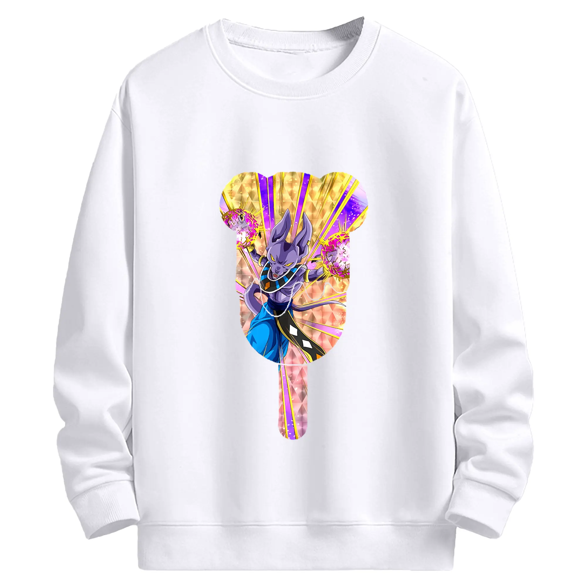 ドラゴンボール グッズ ビルス - 高品質 クルーネック スウェット ・ コットン59％ ポリエステル41％ ・ ユニセックス 長袖 トレーナー ・ カジュアル デイリー スポーツ 散歩用