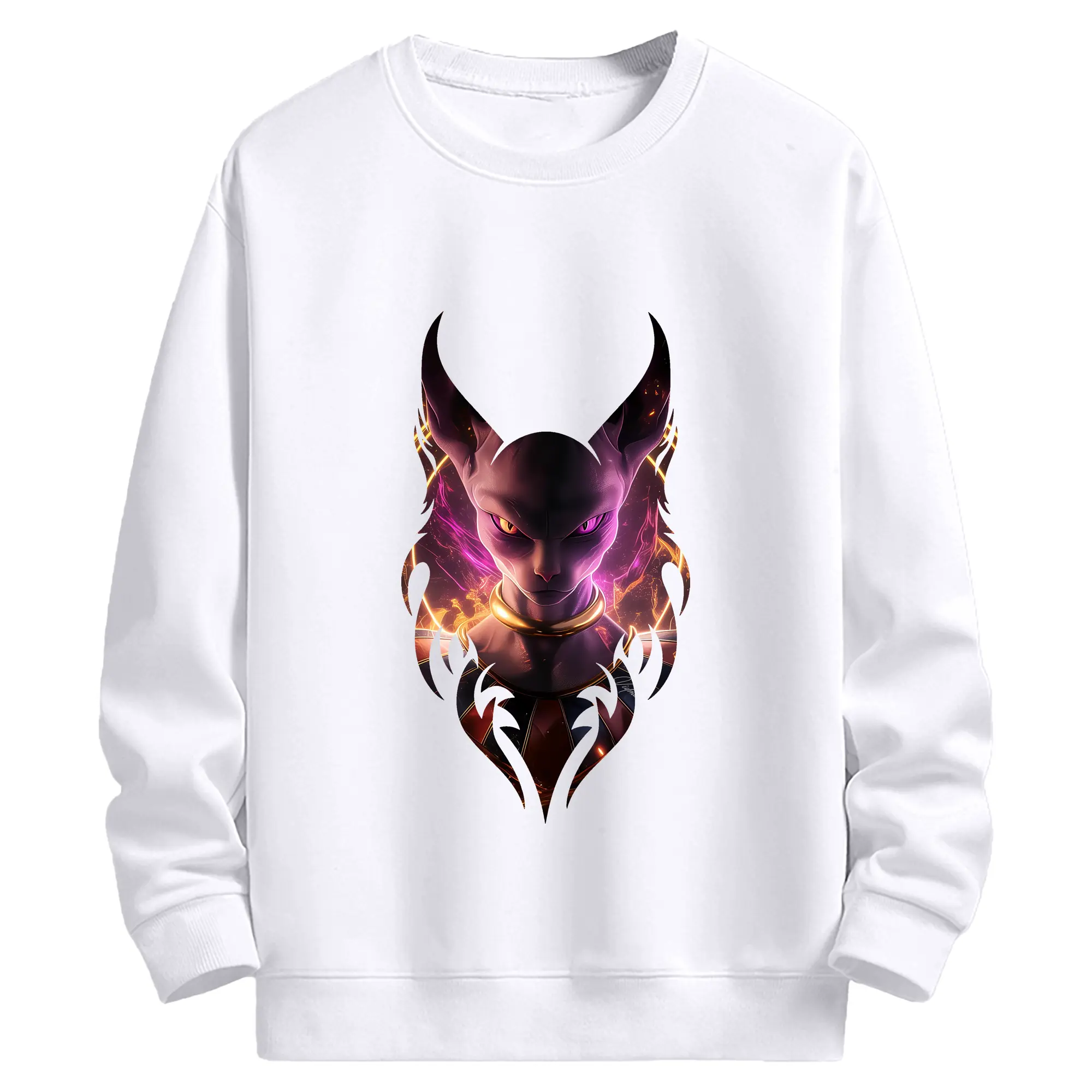 ドラゴンボール グッズ ビルス - 高品質 クルーネック スウェット ・ コットン59％ ポリエステル41％ ・ ユニセックス 長袖 トレーナー ・ カジュアル デイリー スポーツ 散歩用