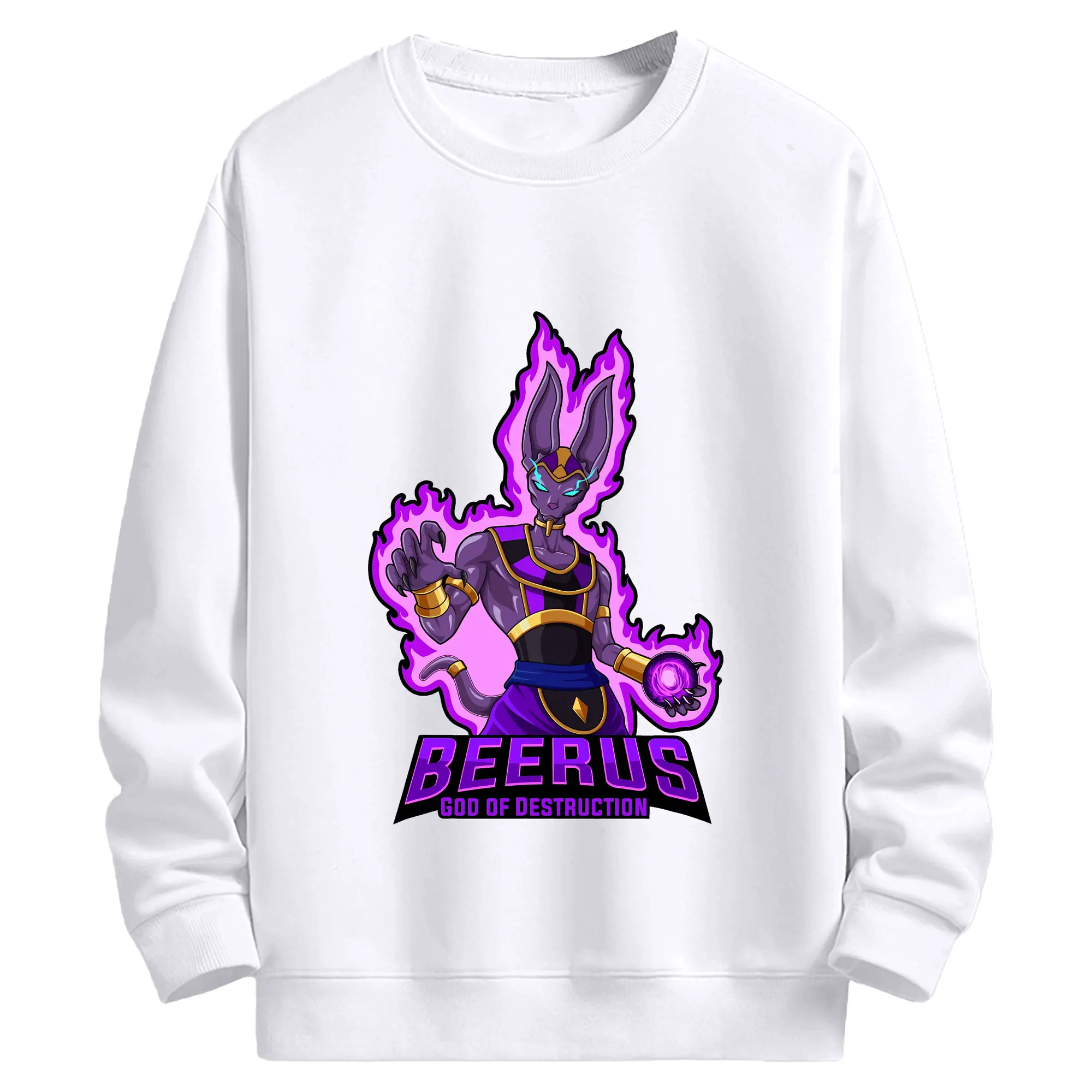 ドラゴンボール グッズ ビルス - 高品質 クルーネック スウェット ・ コットン59％ ポリエステル41％ ・ ユニセックス 長袖 トレーナー ・ カジュアル デイリー スポーツ 散歩用