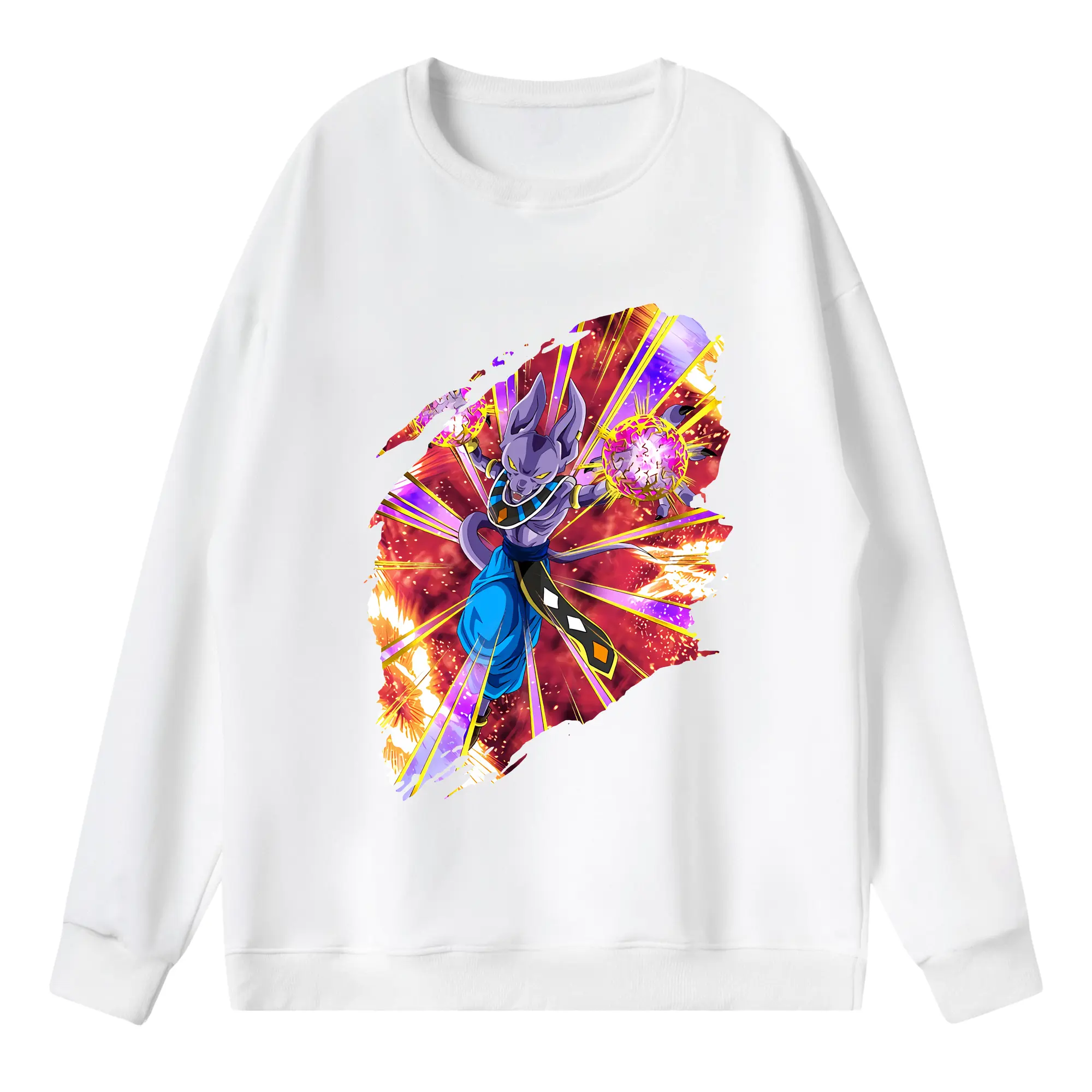 ドラゴンボール グッズ ビルス - 薄手 クルーネック スウェット 裏毛260g · ポリエステル 春秋向け カジュアル 男女兼用 · トレーナー デイリー スポーツ 散歩に最適