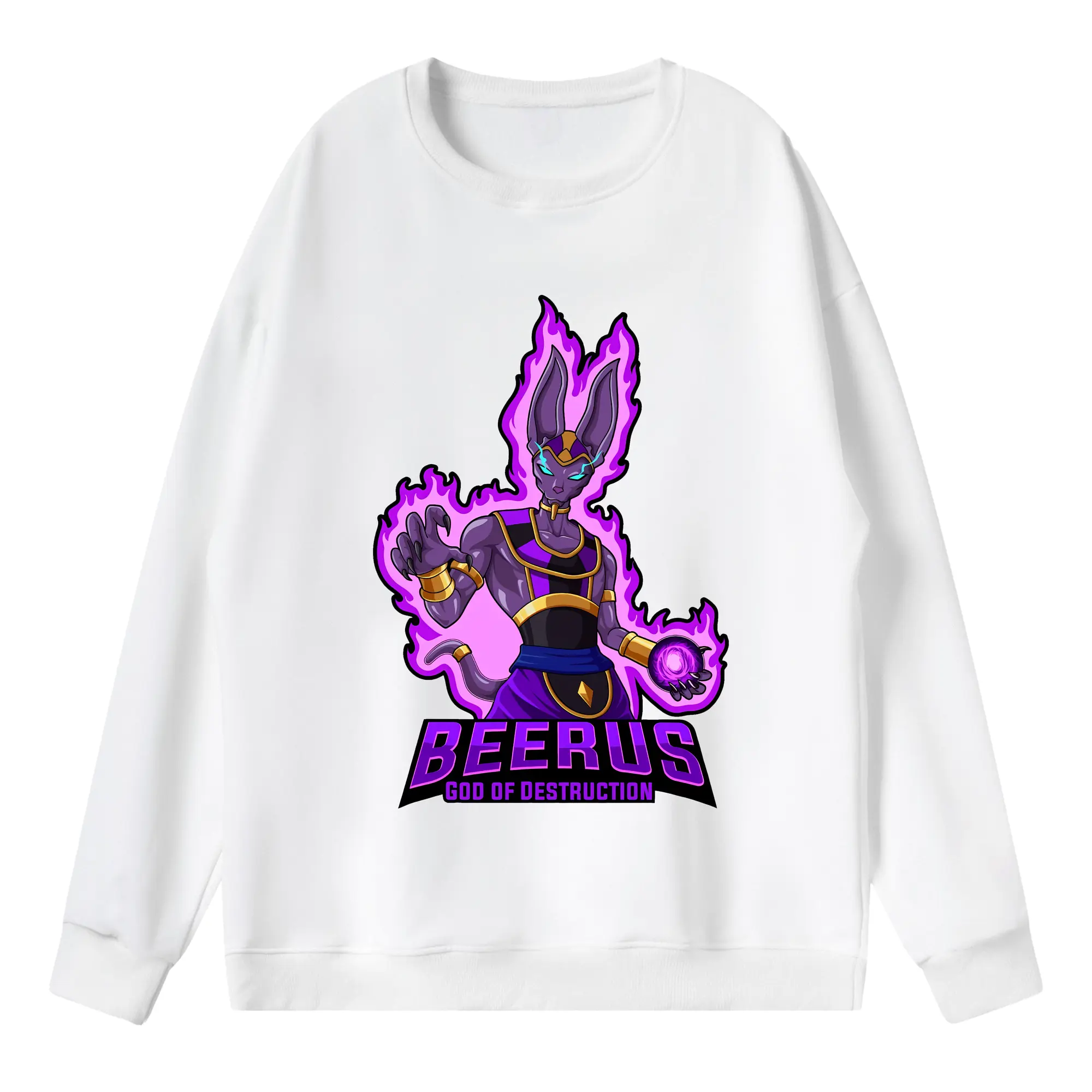 ドラゴンボール グッズ ビルス - 薄手 クルーネック スウェット 裏毛260g · ポリエステル 春秋向け カジュアル 男女兼用 · トレーナー デイリー スポーツ 散歩に最適