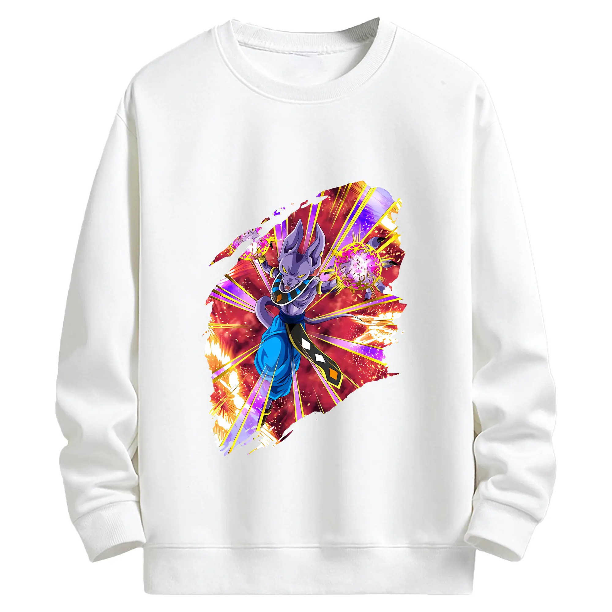 ドラゴンボール グッズ ビルス - キッズ クルーネックスウェットシャツ ・ フロントプリント ・ 綿80％ ポリエステル20％ ・ 快適 通学 スポーツ 日常使い お散歩用