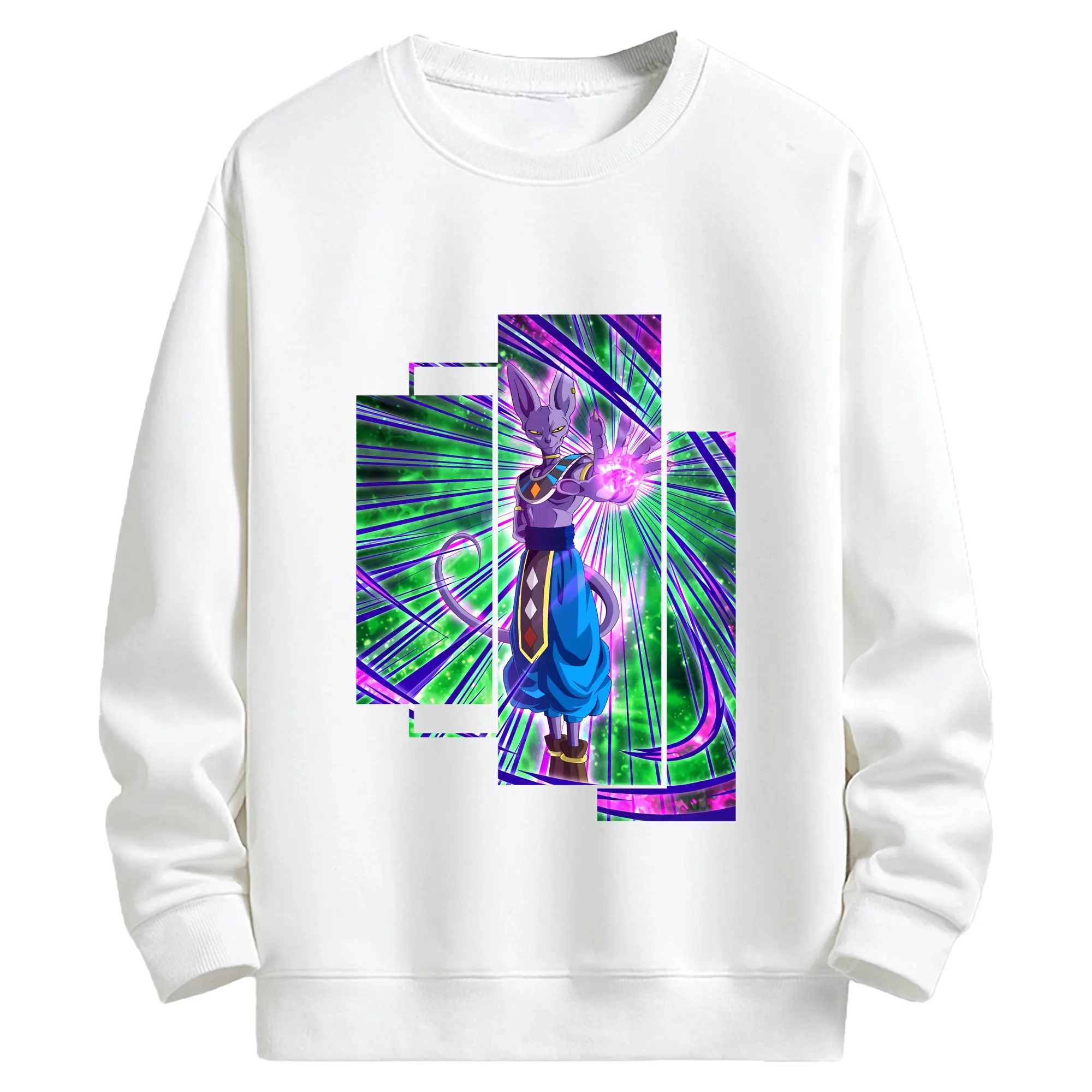 ドラゴンボール グッズ ビルス - キッズ クルーネックスウェットシャツ ・ フロントプリント ・ 綿80％ ポリエステル20％ ・ 快適 通学 スポーツ 日常使い お散歩用