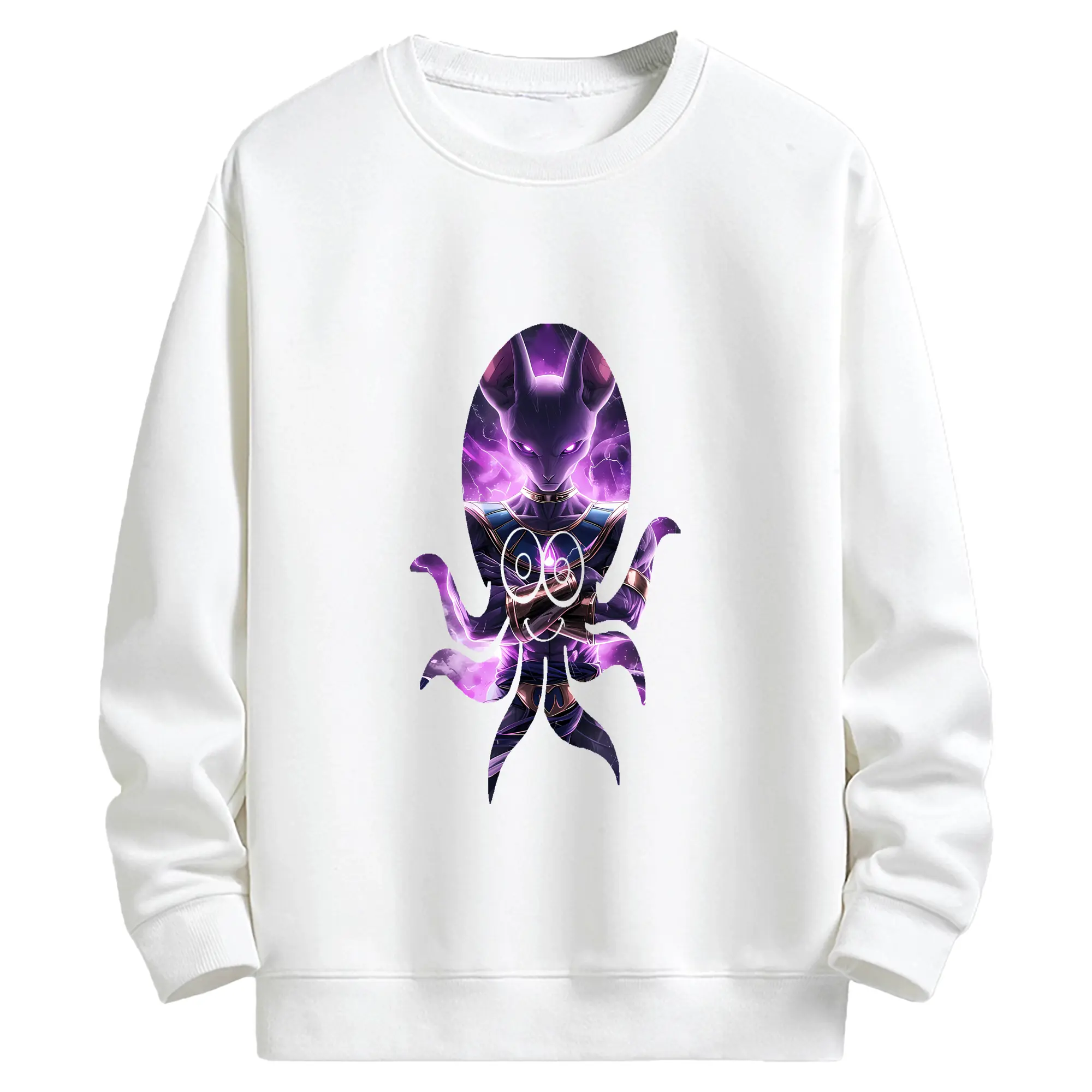 ドラゴンボール グッズ ビルス - キッズ クルーネックスウェットシャツ ・ フロントプリント ・ 綿80％ ポリエステル20％ ・ 快適 通学 スポーツ 日常使い お散歩用