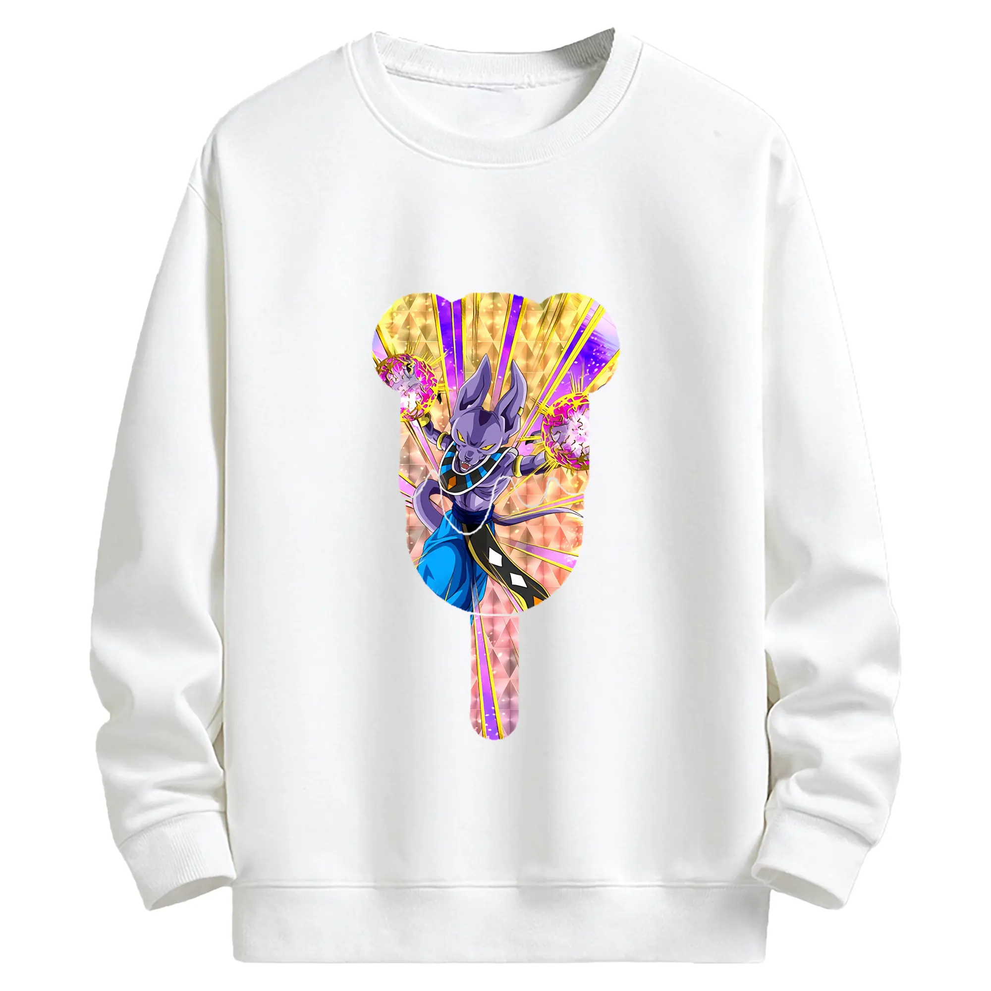 ドラゴンボール グッズ ビルス - キッズ クルーネックスウェットシャツ ・ フロントプリント ・ 綿80％ ポリエステル20％ ・ 快適 通学 スポーツ 日常使い お散歩用