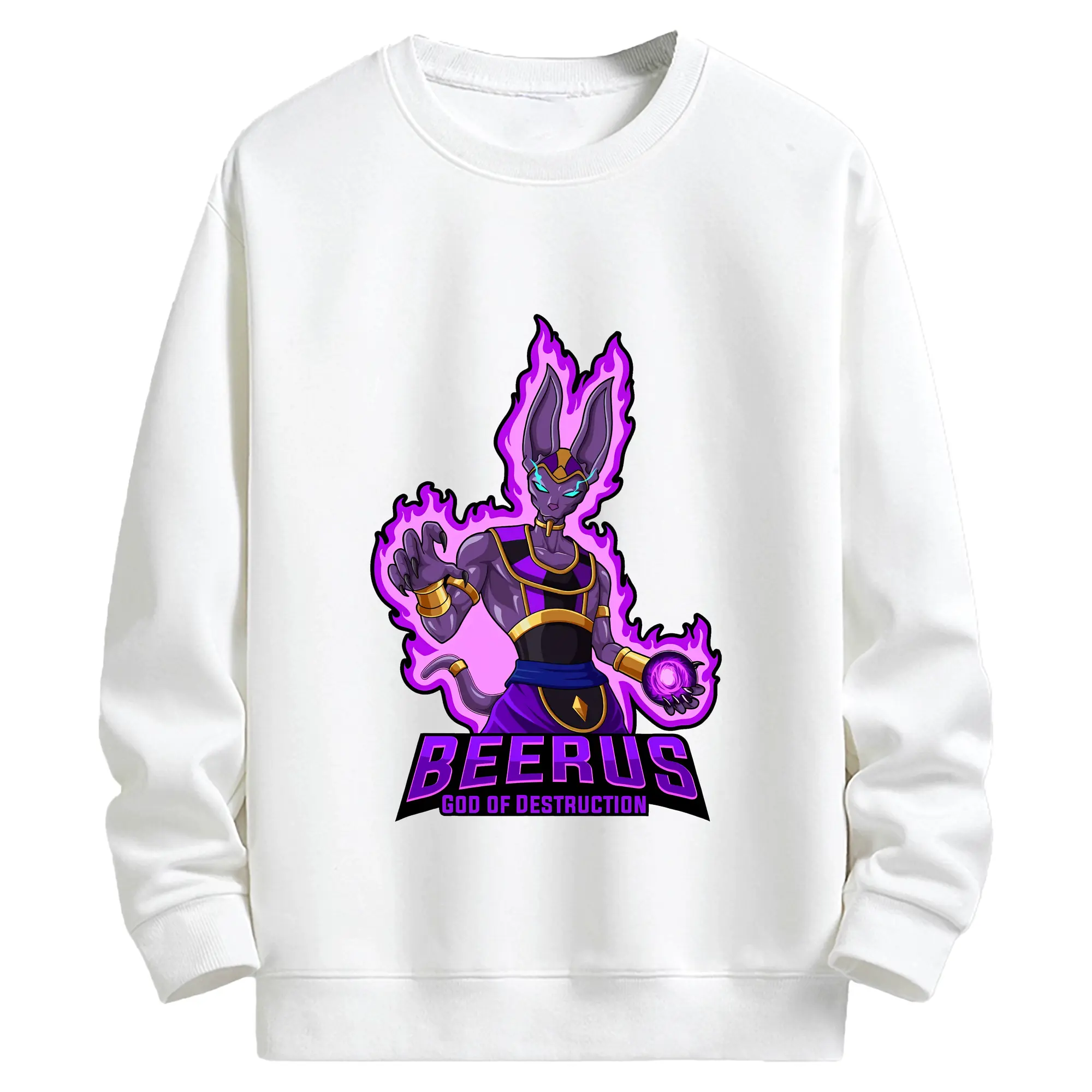 ドラゴンボール グッズ ビルス - キッズ クルーネックスウェットシャツ ・ フロントプリント ・ 綿80％ ポリエステル20％ ・ 快適 通学 スポーツ 日常使い お散歩用