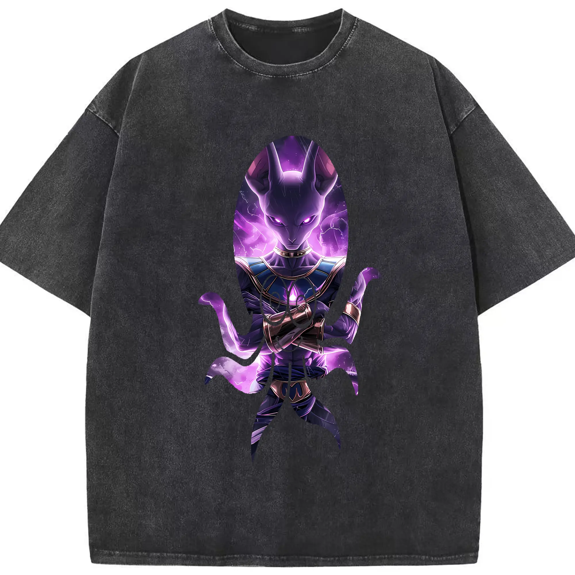 ドラゴンボール グッズ ビルス - 綿100％ ヴィンテージ風 半袖Tシャツ ・ フロントプリント ・ 柔らか肌触り ・ 通気性 快適 ・ スポーツ カジュアル 外出用