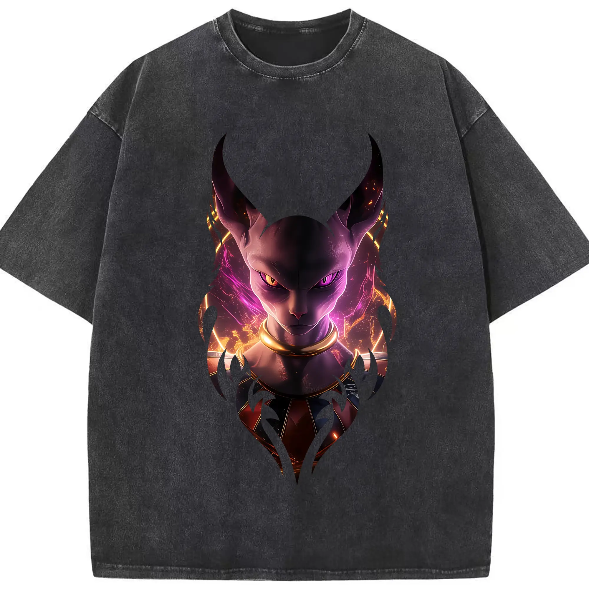 ドラゴンボール グッズ ビルス - 綿100％ ヴィンテージ風 半袖Tシャツ ・ フロントプリント ・ 柔らか肌触り ・ 通気性 快適 ・ スポーツ カジュアル 外出用