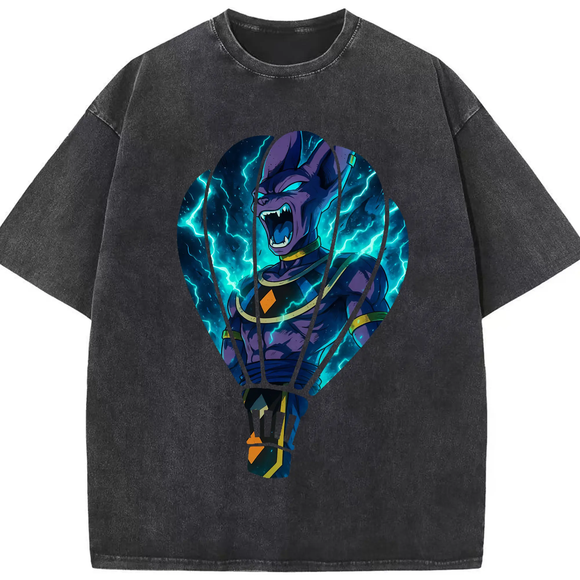 ドラゴンボール グッズ ビルス - 綿100％ ヴィンテージ風 半袖Tシャツ ・ フロントプリント ・ 柔らか肌触り ・ 通気性 快適 ・ スポーツ カジュアル 外出用