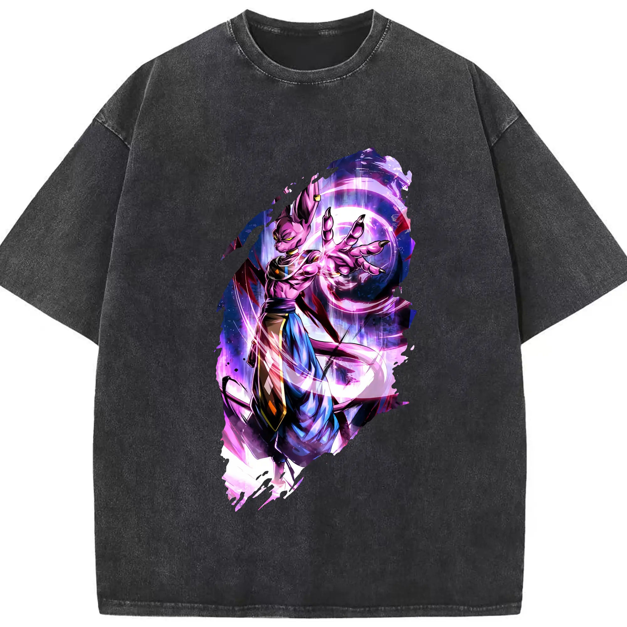 ドラゴンボール グッズ ビルス - 綿100％ ヴィンテージ風 半袖Tシャツ ・ フロントプリント ・ 柔らか肌触り ・ 通気性 快適 ・ スポーツ カジュアル 外出用