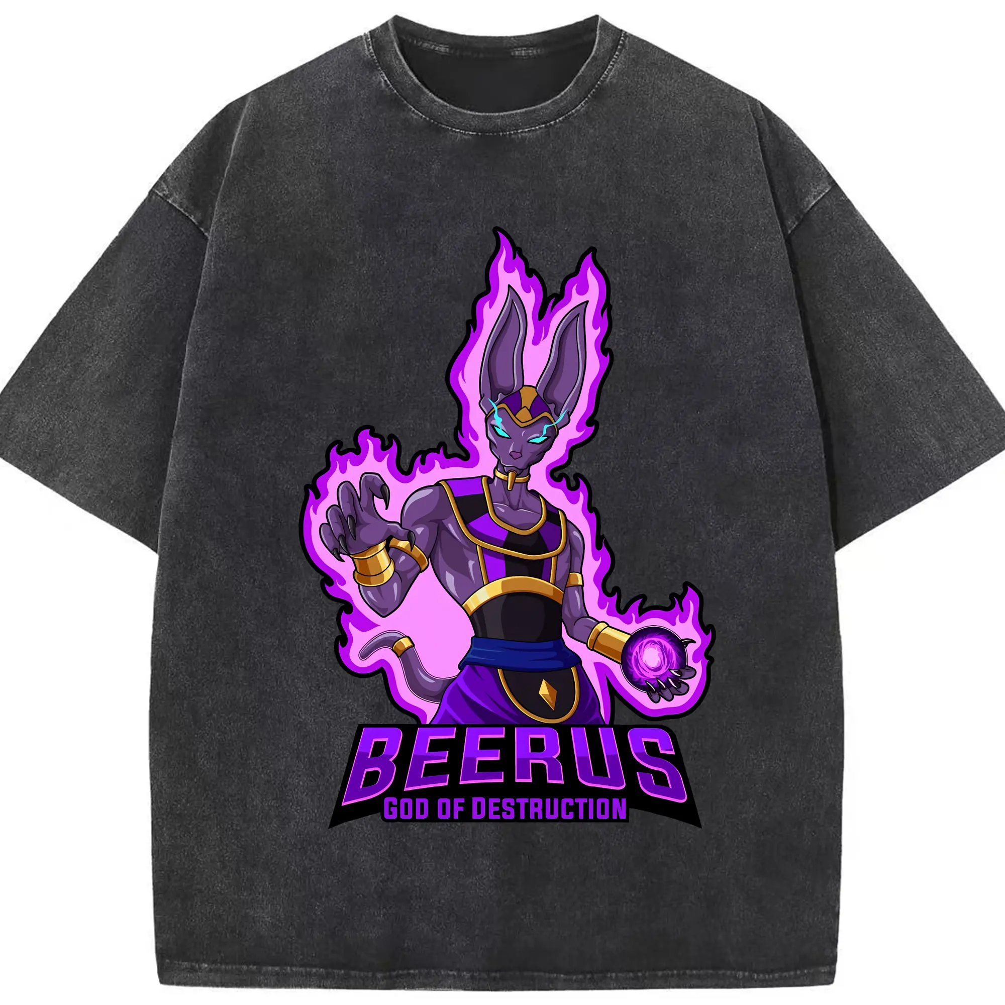 ドラゴンボール グッズ ビルス - 綿100％ ヴィンテージ風 半袖Tシャツ ・ フロントプリント ・ 柔らか肌触り ・ 通気性 快適 ・ スポーツ カジュアル 外出用