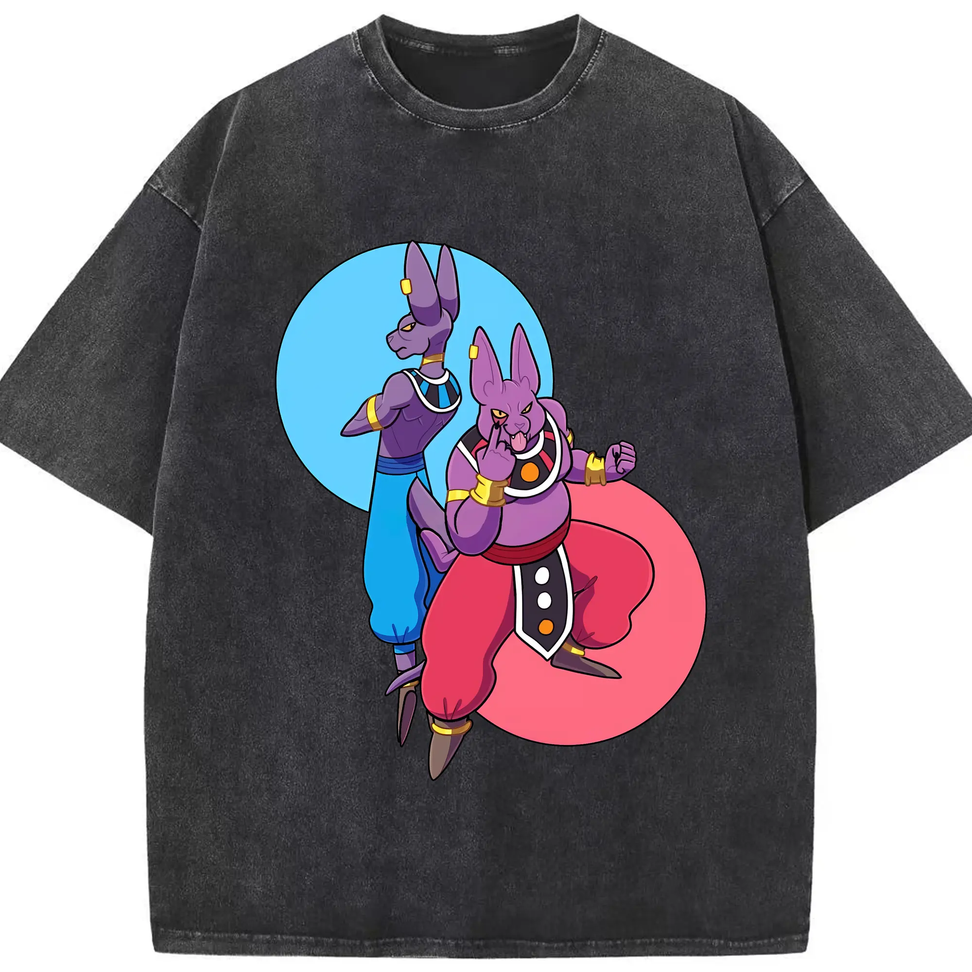 ドラゴンボール グッズ ビルス - 綿100％ ヴィンテージ風 半袖Tシャツ ・ フロントプリント ・ 柔らか肌触り ・ 通気性 快適 ・ スポーツ カジュアル 外出用