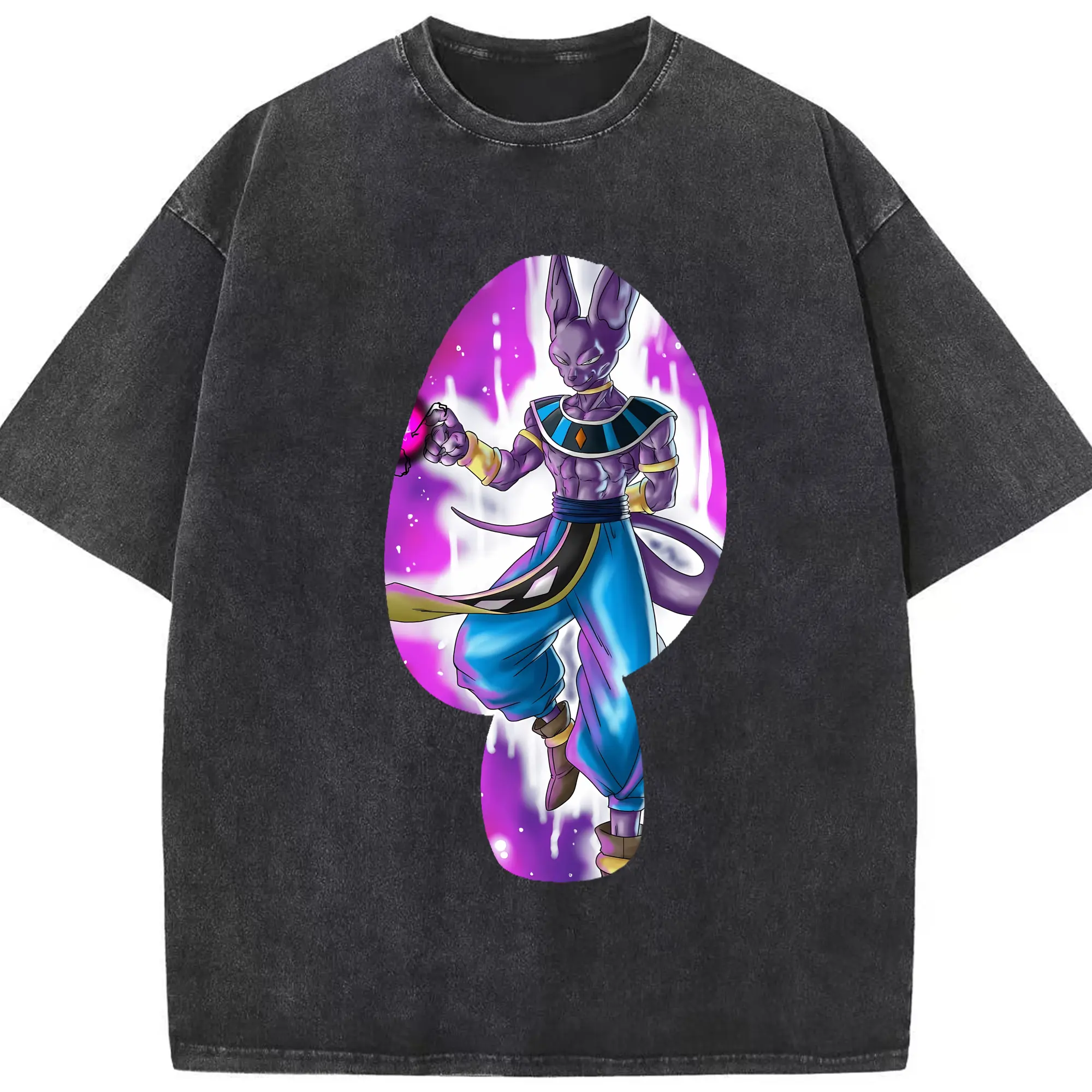 ドラゴンボール グッズ ビルス - 綿100％ ヴィンテージ風 半袖Tシャツ ・ フロントプリント ・ 柔らか肌触り ・ 通気性 快適 ・ スポーツ カジュアル 外出用