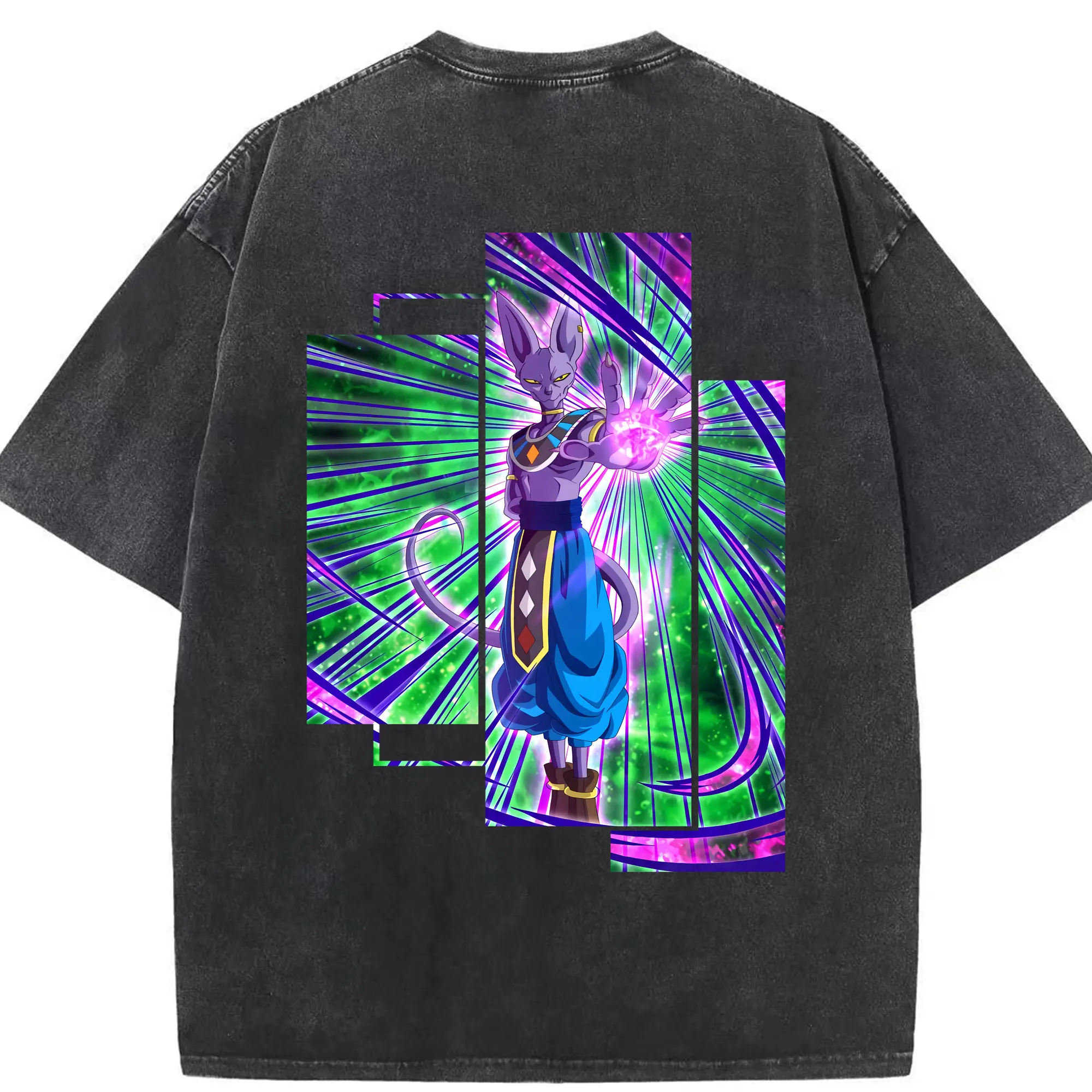 ドラゴンボール グッズ ビルス - 綿100％ ヴィンテージ風 半袖Tシャツ ・ 背面プリント ・ 柔らか肌触り ・ 通気性 快適 ・ スポーツ カジュアル 外出用