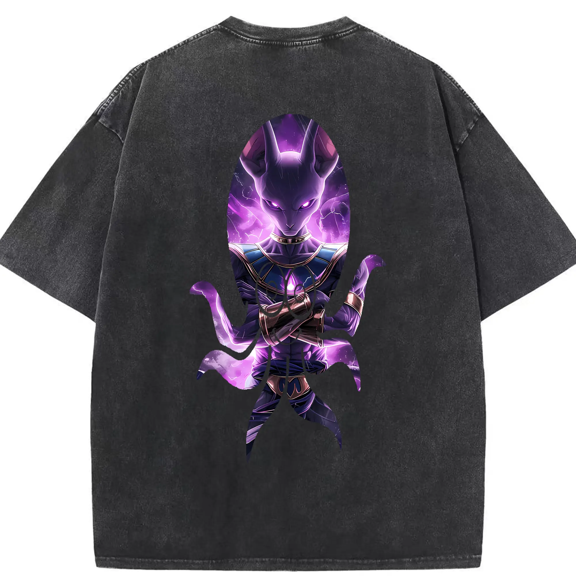 ドラゴンボール グッズ ビルス - 綿100％ ヴィンテージ風 半袖Tシャツ ・ 背面プリント ・ 柔らか肌触り ・ 通気性 快適 ・ スポーツ カジュアル 外出用