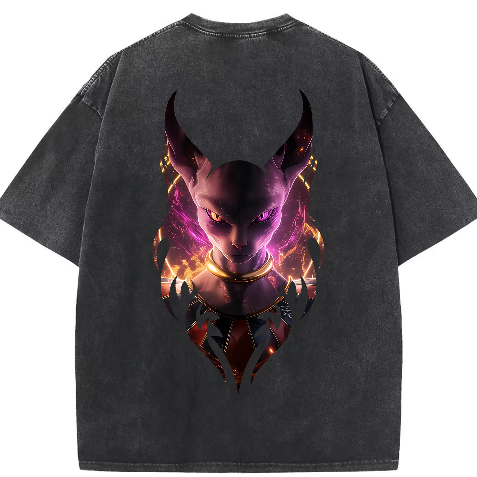 ドラゴンボール グッズ ビルス - 綿100％ ヴィンテージ風 半袖Tシャツ ・ 背面プリント ・ 柔らか肌触り ・ 通気性 快適 ・ スポーツ カジュアル 外出用