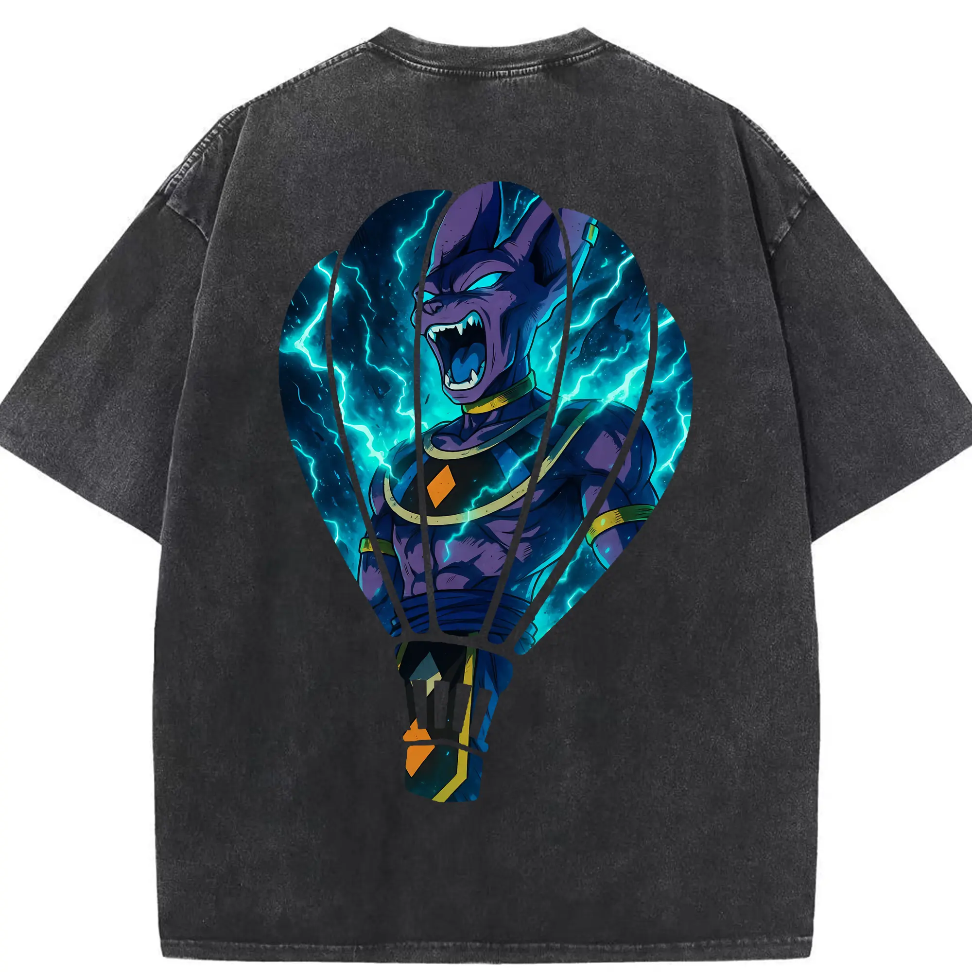 ドラゴンボール グッズ ビルス - 綿100％ ヴィンテージ風 半袖Tシャツ ・ 背面プリント ・ 柔らか肌触り ・ 通気性 快適 ・ スポーツ カジュアル 外出用