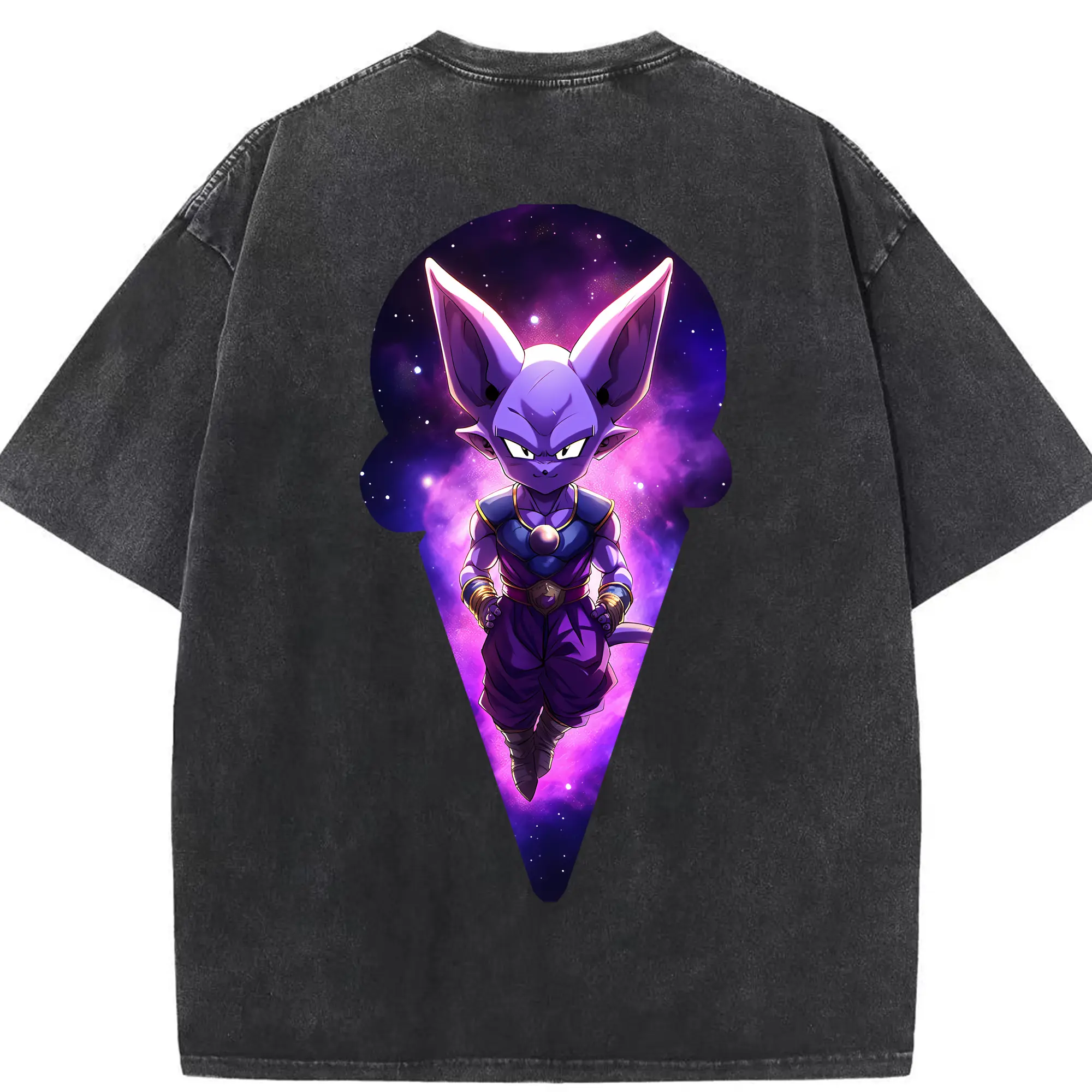 ドラゴンボール グッズ ビルス - 綿100％ ヴィンテージ風 半袖Tシャツ ・ 背面プリント ・ 柔らか肌触り ・ 通気性 快適 ・ スポーツ カジュアル 外出用