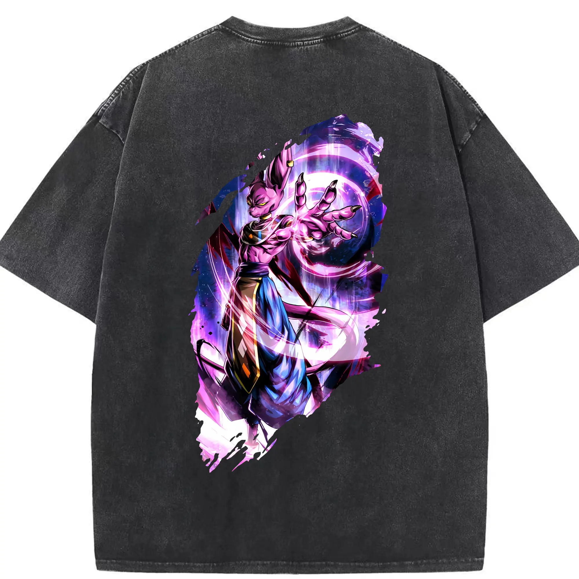 ドラゴンボール グッズ ビルス - 綿100％ ヴィンテージ風 半袖Tシャツ ・ 背面プリント ・ 柔らか肌触り ・ 通気性 快適 ・ スポーツ カジュアル 外出用