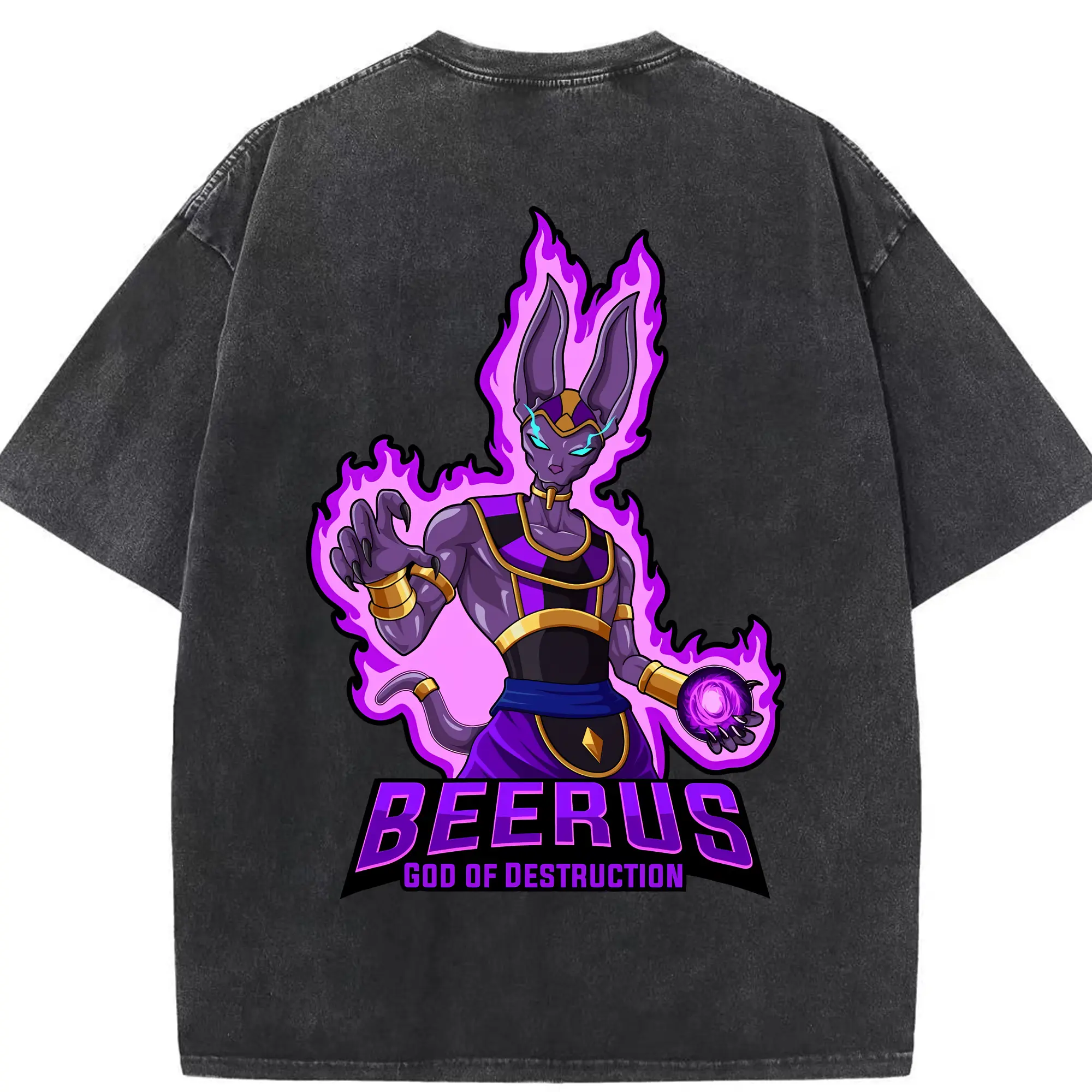 ドラゴンボール グッズ ビルス - 綿100％ ヴィンテージ風 半袖Tシャツ ・ 背面プリント ・ 柔らか肌触り ・ 通気性 快適 ・ スポーツ カジュアル 外出用