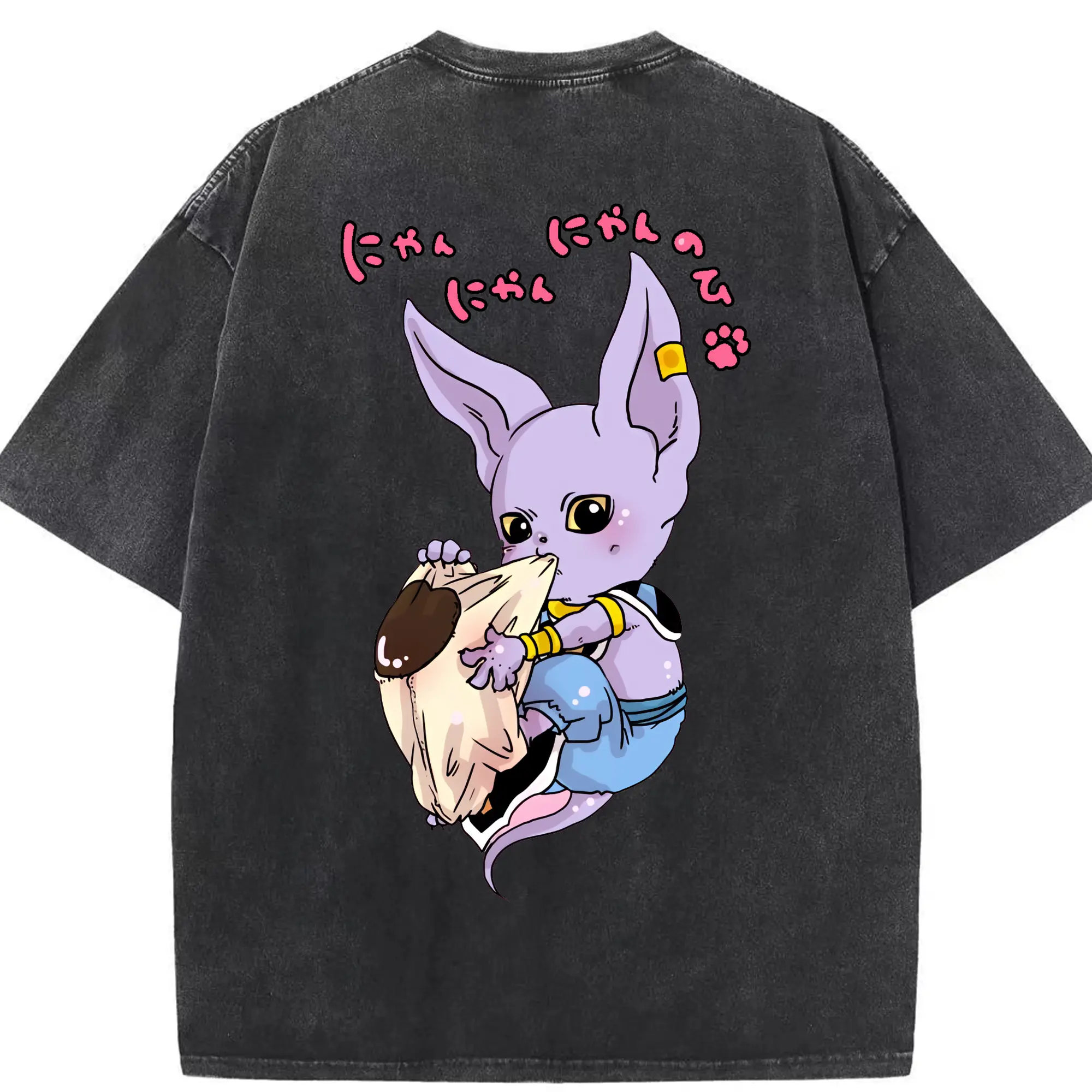 ドラゴンボール グッズ ビルス - 綿100％ ヴィンテージ風 半袖Tシャツ ・ 背面プリント ・ 柔らか肌触り ・ 通気性 快適 ・ スポーツ カジュアル 外出用