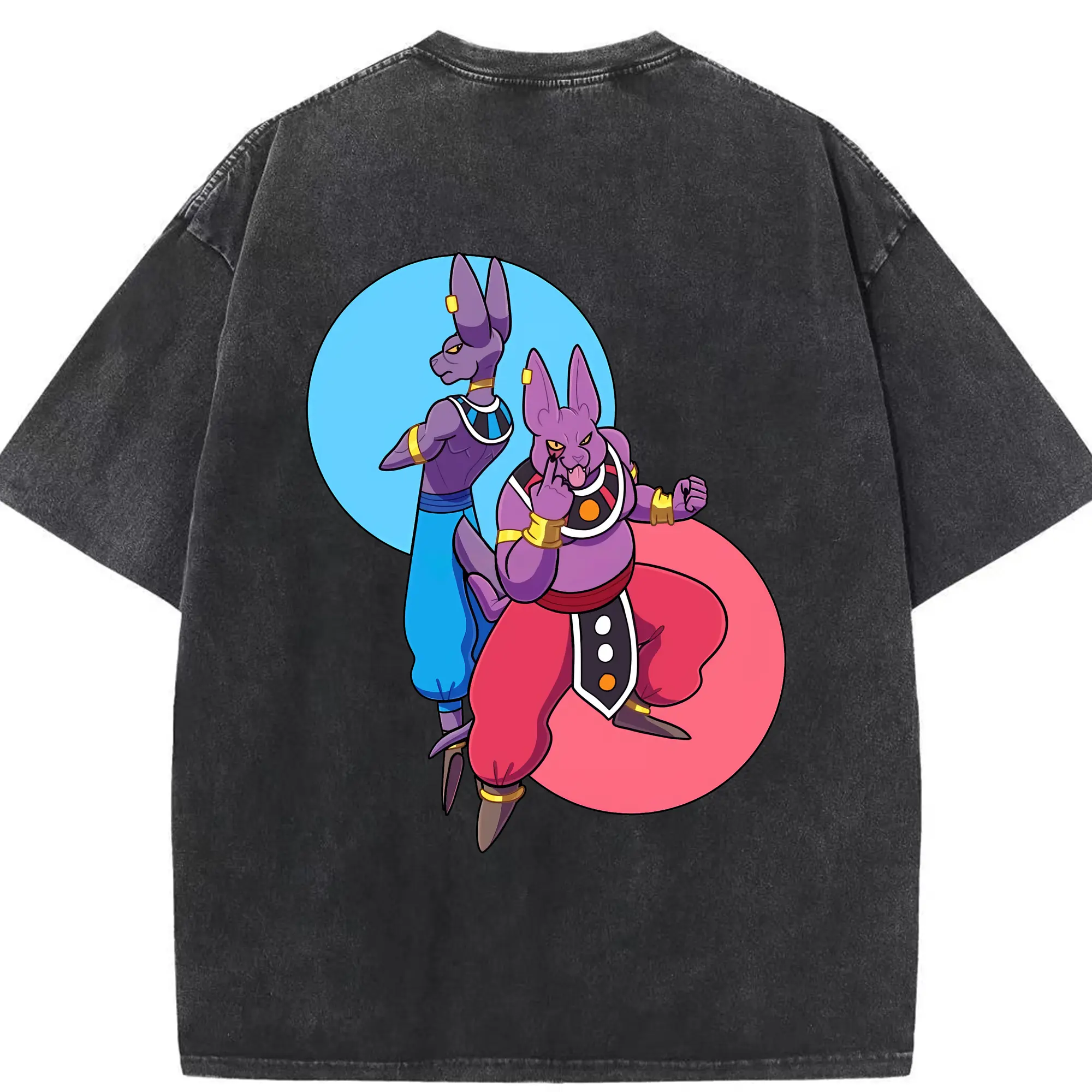 ドラゴンボール グッズ ビルス - 綿100％ ヴィンテージ風 半袖Tシャツ ・ 背面プリント ・ 柔らか肌触り ・ 通気性 快適 ・ スポーツ カジュアル 外出用