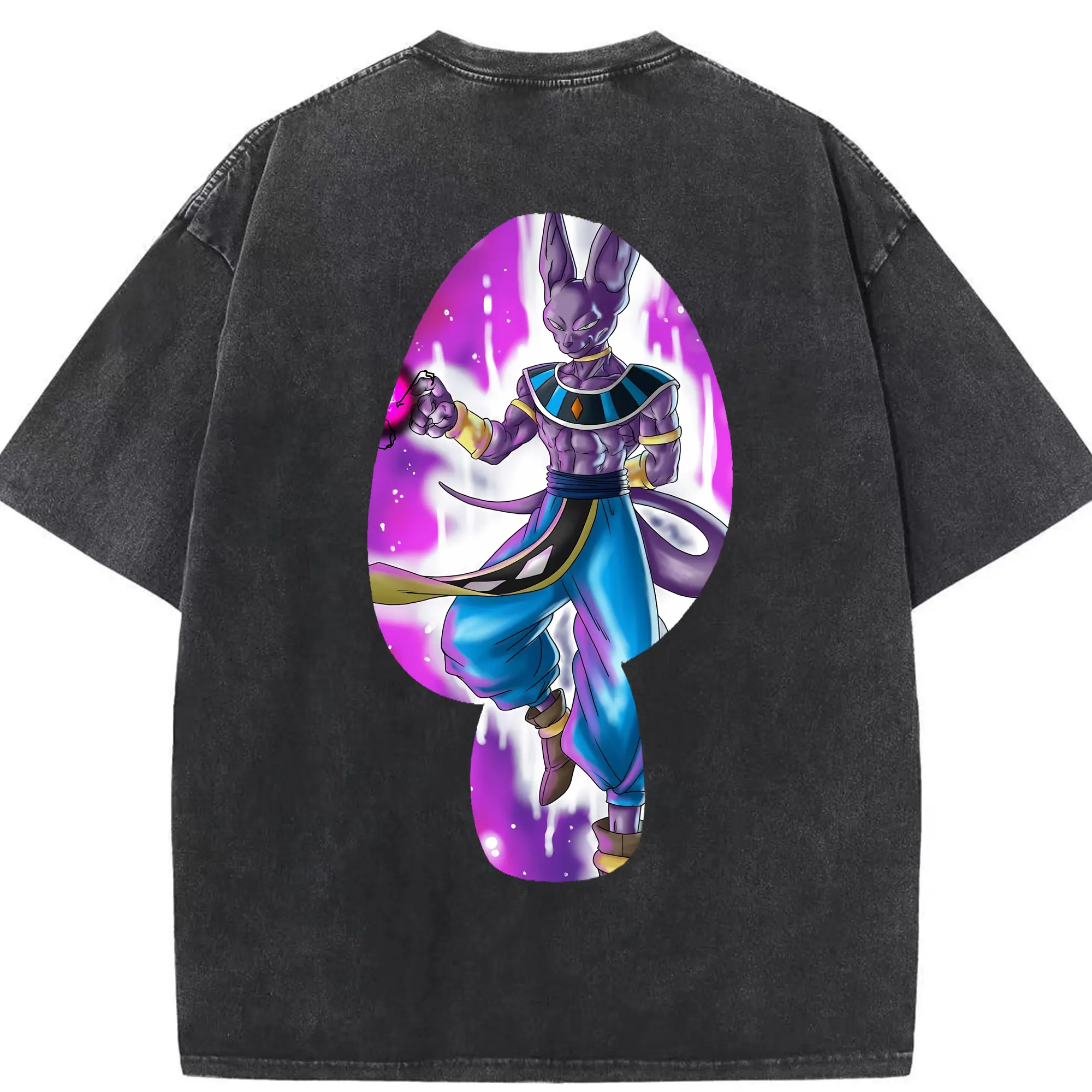 ドラゴンボール グッズ ビルス - 綿100％ ヴィンテージ風 半袖Tシャツ ・ 背面プリント ・ 柔らか肌触り ・ 通気性 快適 ・ スポーツ カジュアル 外出用