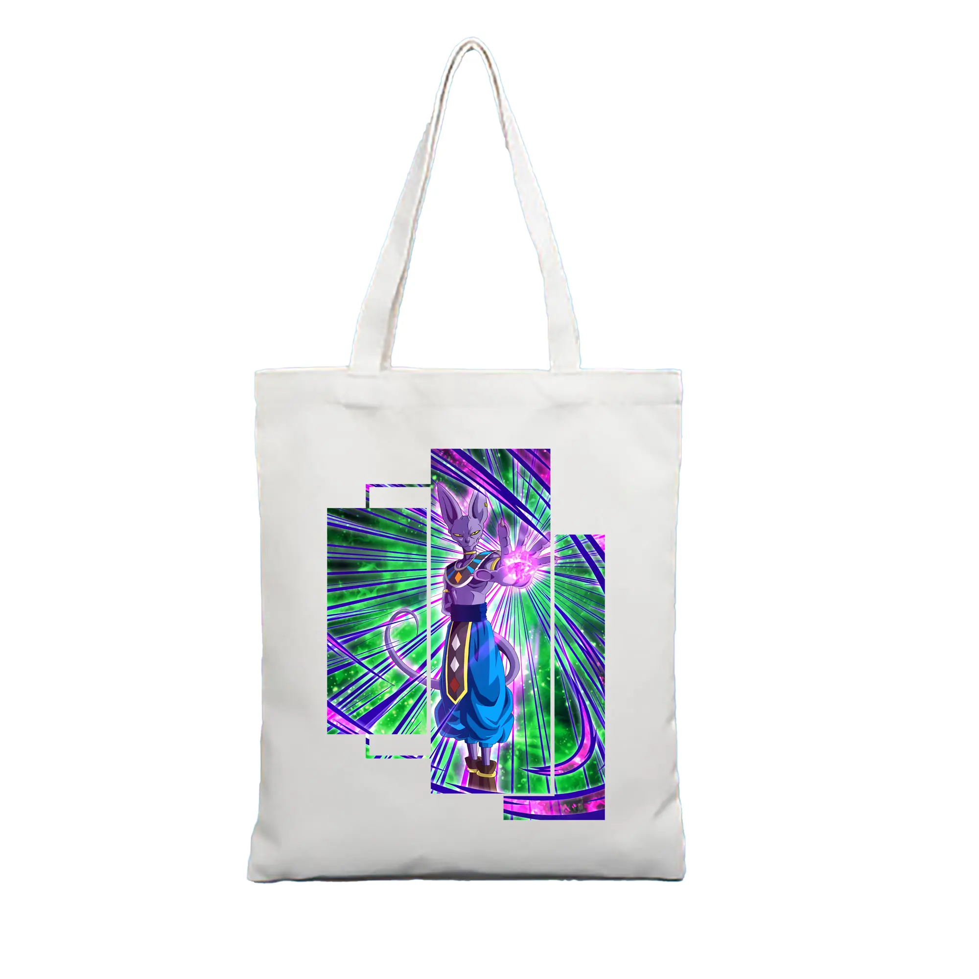 ドラゴンボール グッズ ビルス - 縦型キャンバス手提げバッグ（トートバッグ） ・ キャンバス素材 ・ ショッピング用 ・ 軽量 丈夫 お手入れ簡単