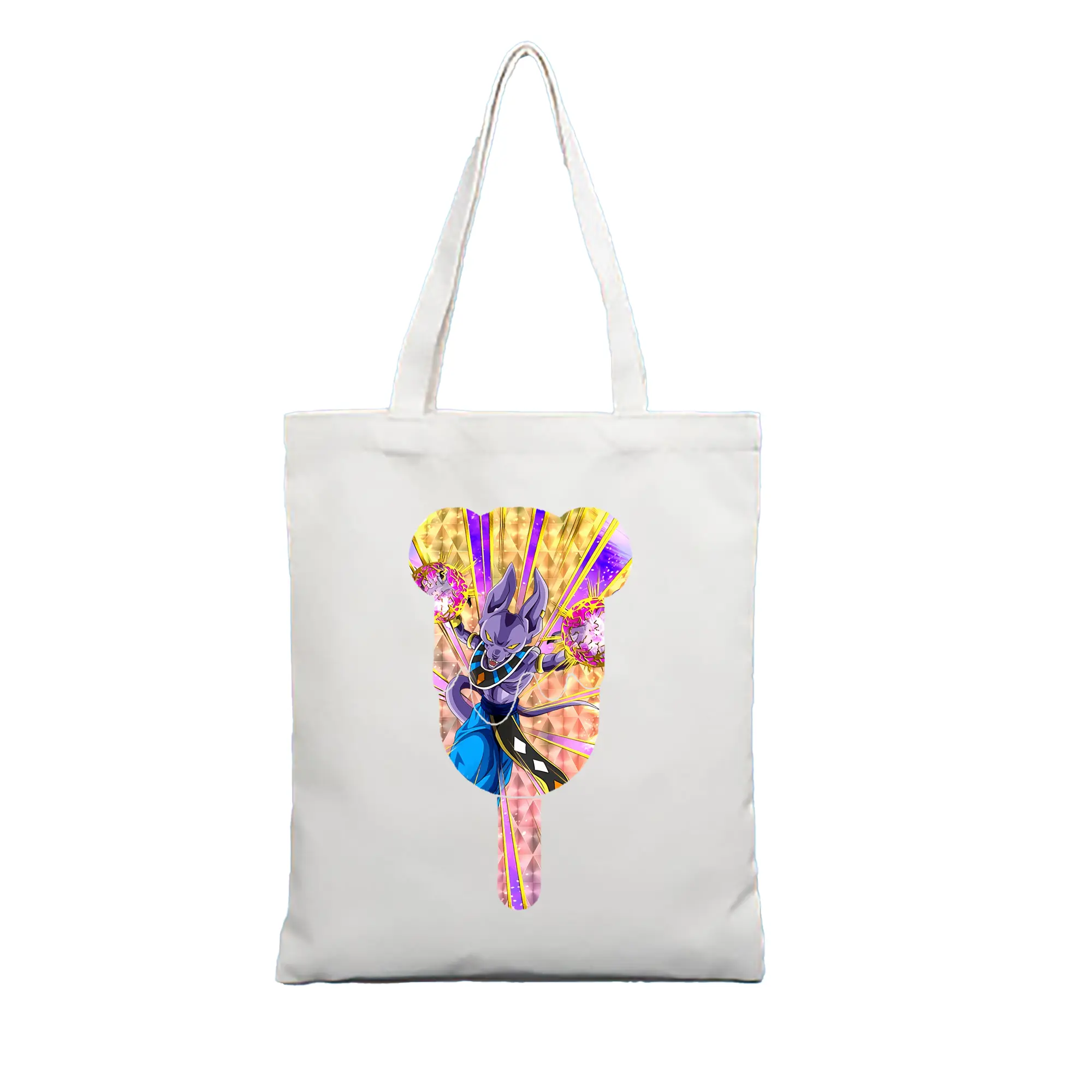 ドラゴンボール グッズ ビルス - 縦型キャンバス手提げバッグ（トートバッグ） ・ キャンバス素材 ・ ショッピング用 ・ 軽量 丈夫 お手入れ簡単