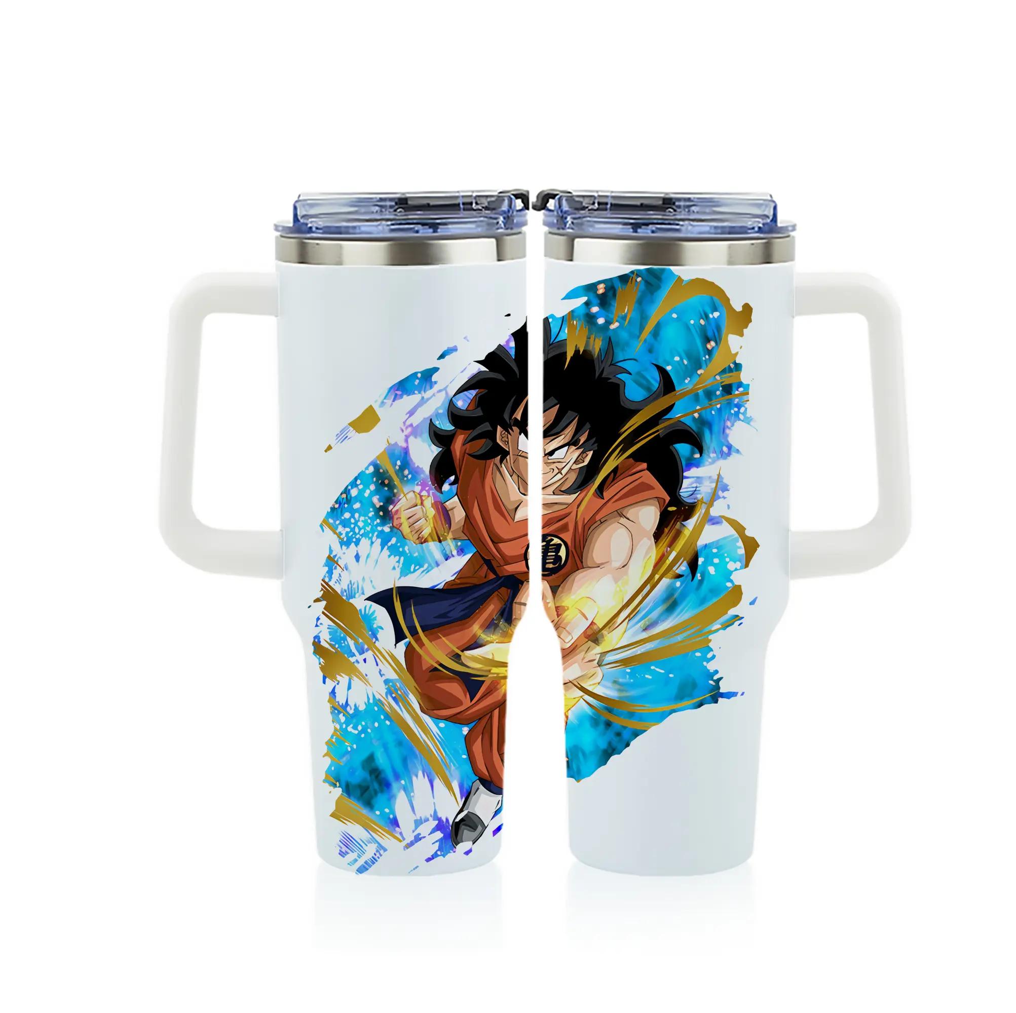 ドラゴンボール グッズ ヤムチャ - 1200mL フルプリント車用タンブラー ・ 304ステンレス 内側 ・ 201ステンレス 外側 ・ 保温 保冷 ・ 通勤 ドライブ アウトドア用