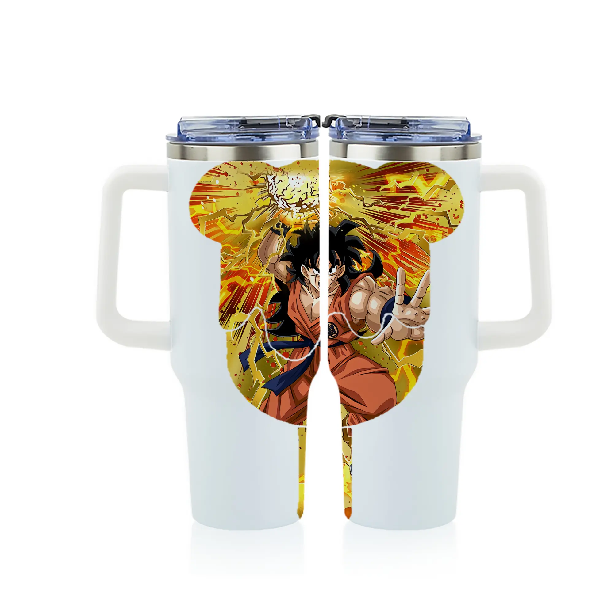 ドラゴンボール グッズ ヤムチャ - 1200mL フルプリント車用タンブラー ・ 304ステンレス 内側 ・ 201ステンレス 外側 ・ 保温 保冷 ・ 通勤 ドライブ アウトドア用