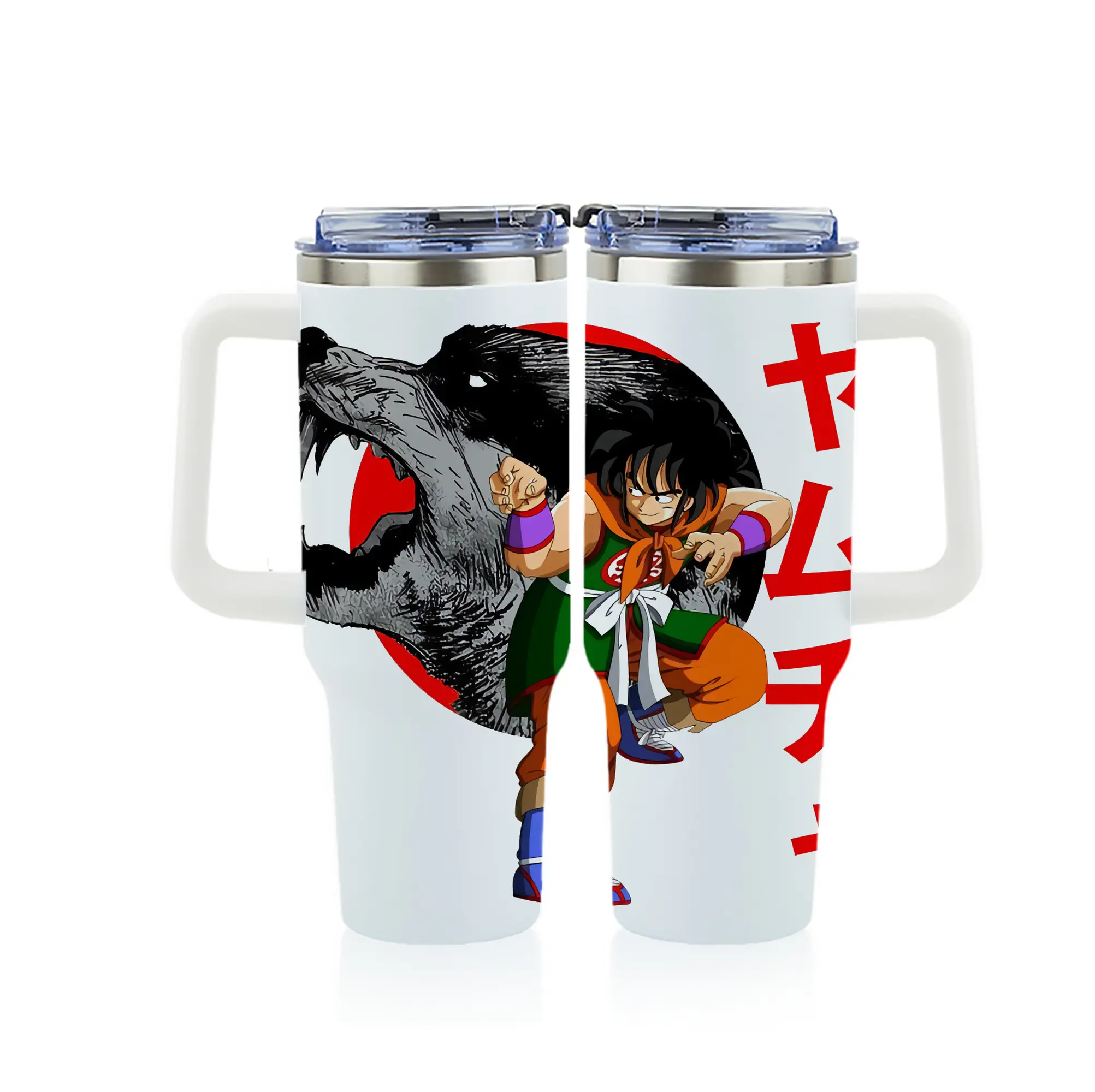 ドラゴンボール グッズ ヤムチャ - 1200mL フルプリント車用タンブラー ・ 304ステンレス 内側 ・ 201ステンレス 外側 ・ 保温 保冷 ・ 通勤 ドライブ アウトドア用