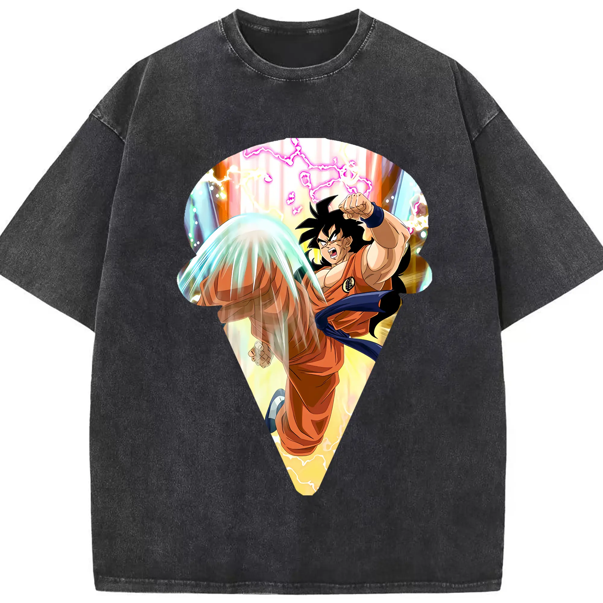 ドラゴンボール グッズ ヤムチャ - 綿100％ ヴィンテージ風 半袖Tシャツ ・ フロントプリント ・ 柔らか肌触り ・ 通気性 快適 ・ スポーツ カジュアル 外出用