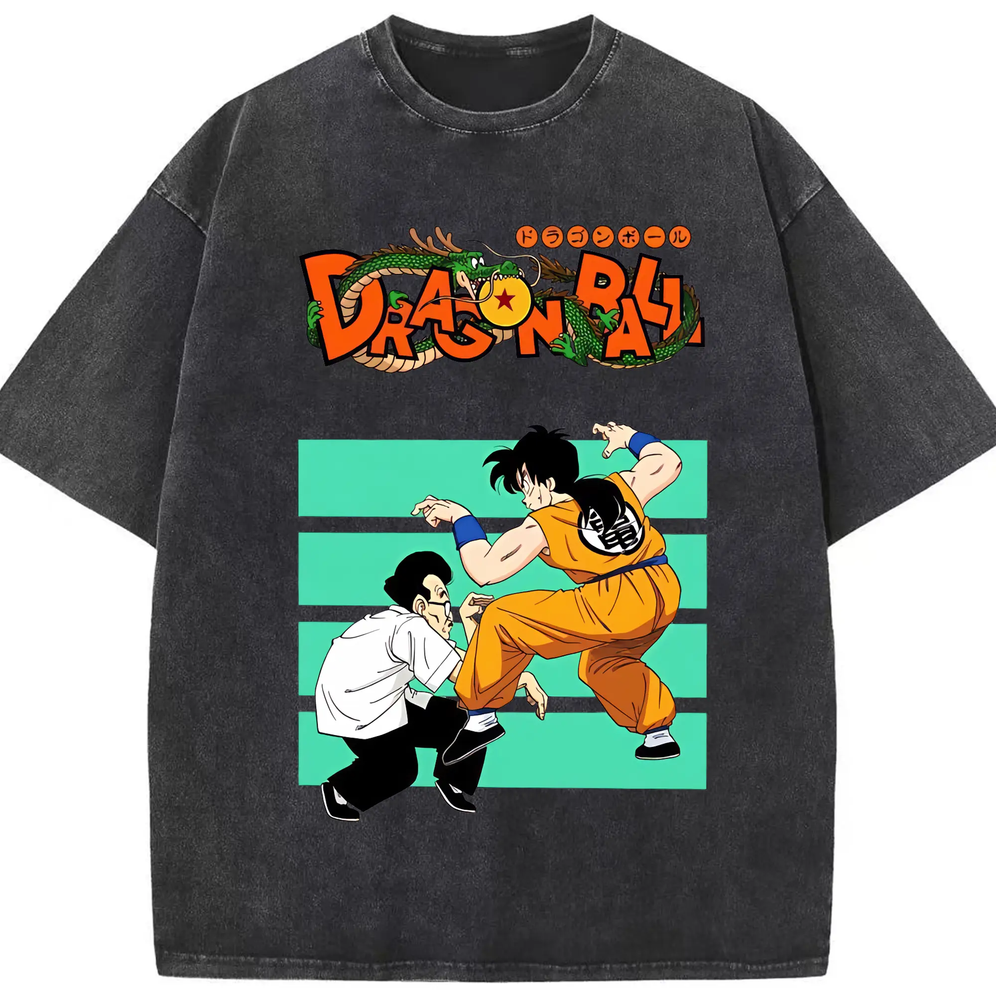 ドラゴンボール グッズ ヤムチャ - 綿100％ ヴィンテージ風 半袖Tシャツ ・ フロントプリント ・ 柔らか肌触り ・ 通気性 快適 ・ スポーツ カジュアル 外出用