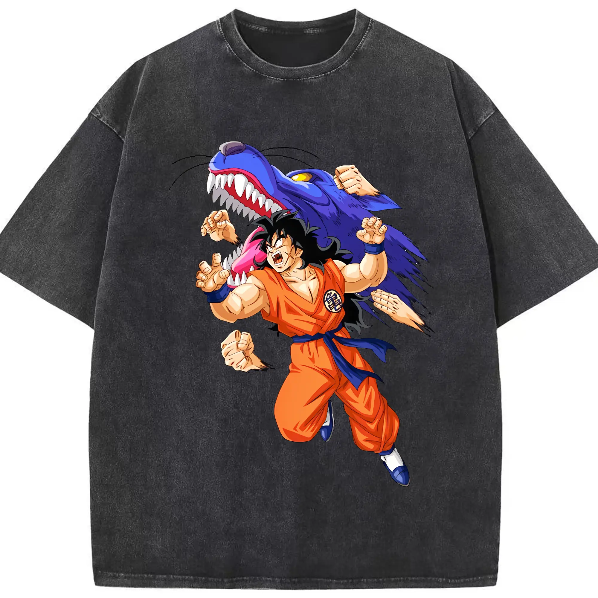 ドラゴンボール グッズ ヤムチャ - 綿100％ ヴィンテージ風 半袖Tシャツ ・ フロントプリント ・ 柔らか肌触り ・ 通気性 快適 ・ スポーツ カジュアル 外出用