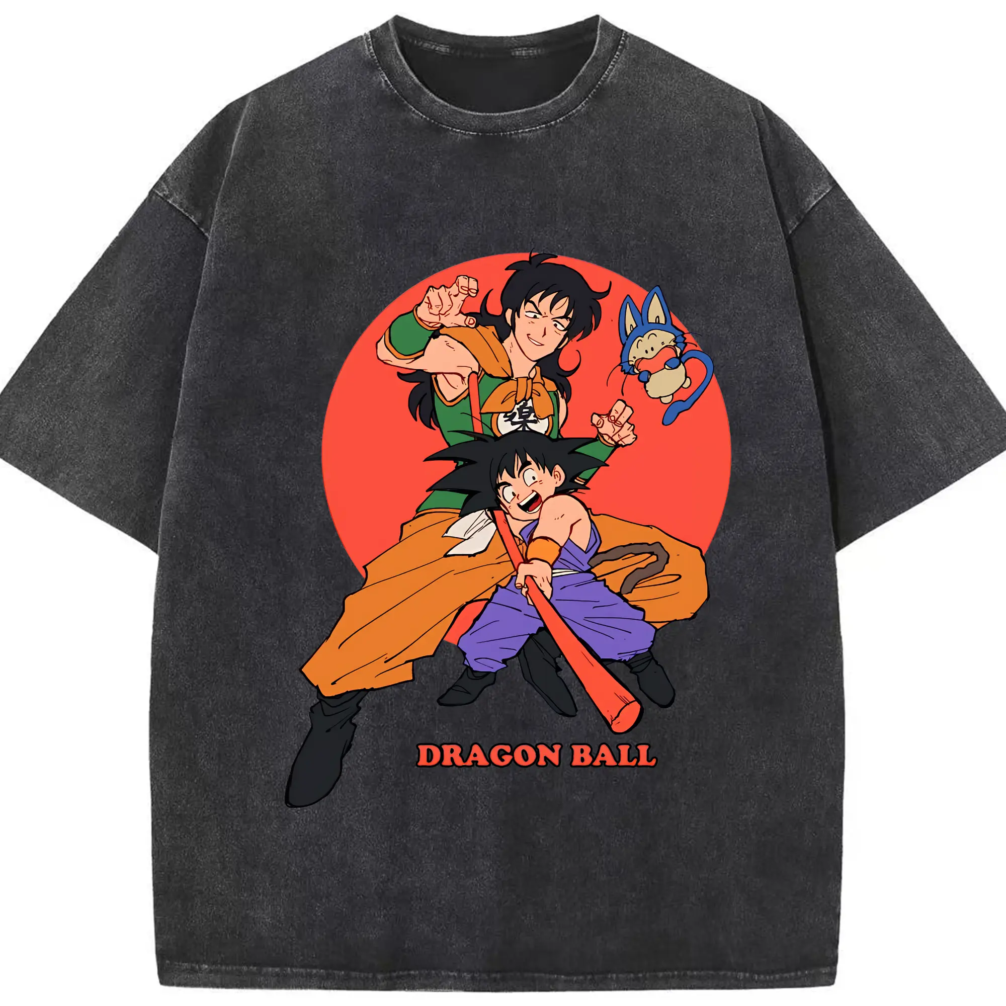 ドラゴンボール グッズ ヤムチャ - 綿100％ ヴィンテージ風 半袖Tシャツ ・ フロントプリント ・ 柔らか肌触り ・ 通気性 快適 ・ スポーツ カジュアル 外出用