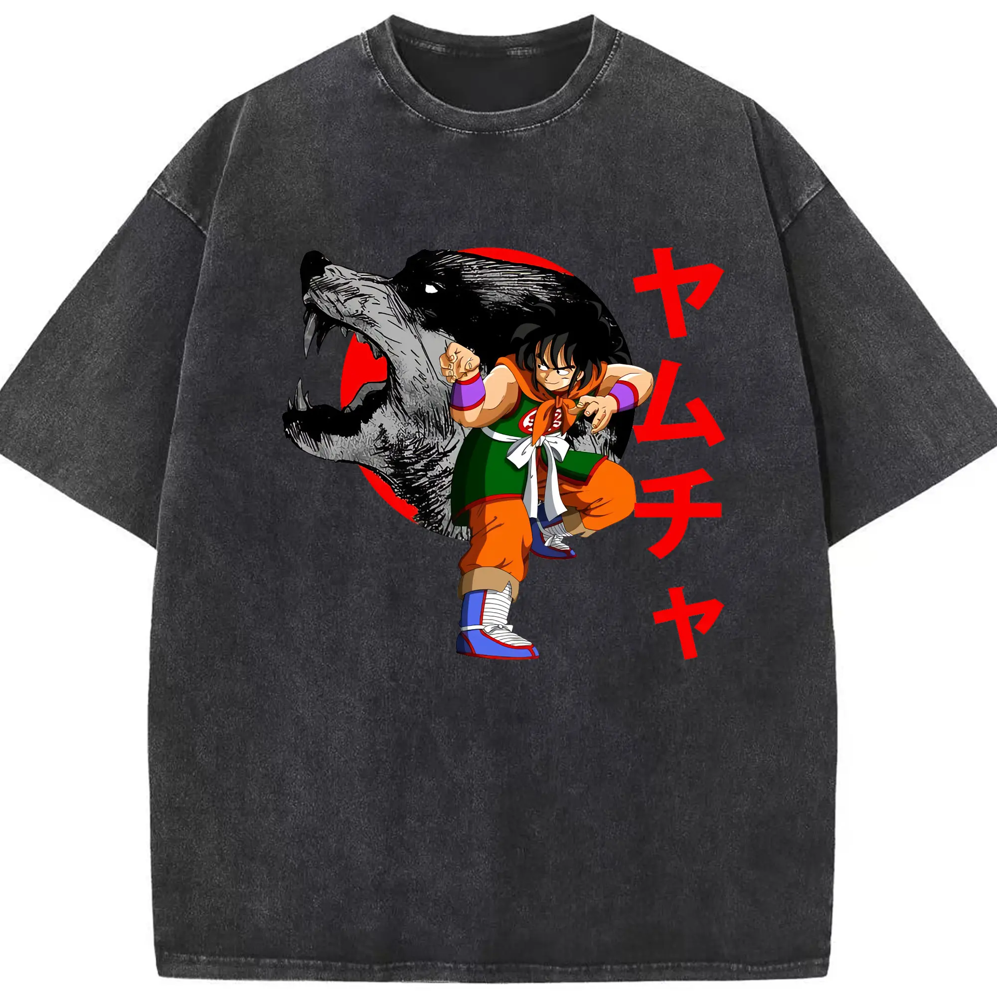 ドラゴンボール グッズ ヤムチャ - 綿100％ ヴィンテージ風 半袖Tシャツ ・ フロントプリント ・ 柔らか肌触り ・ 通気性 快適 ・ スポーツ カジュアル 外出用