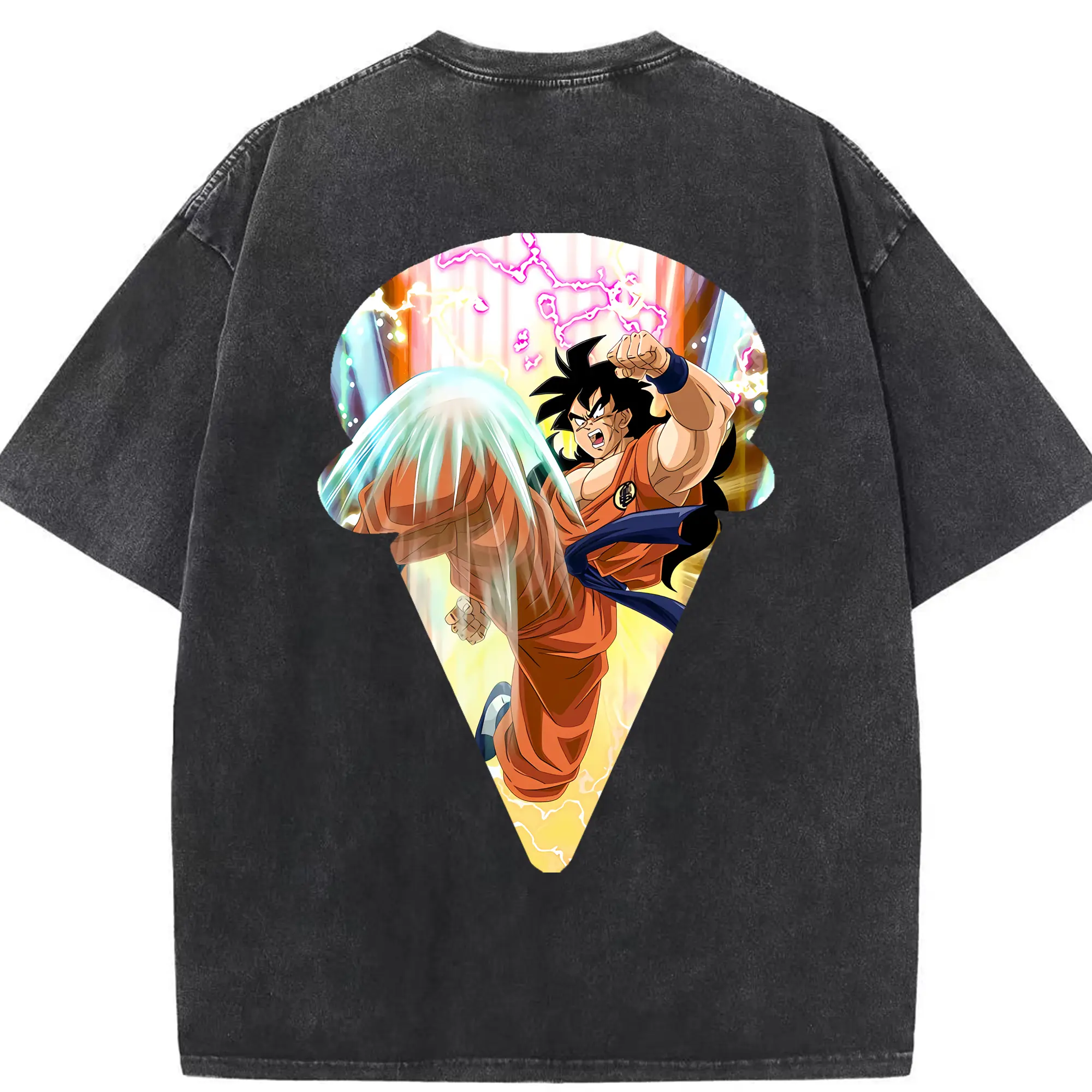 ドラゴンボール グッズ ヤムチャ - 綿100％ ヴィンテージ風 半袖Tシャツ ・ 背面プリント ・ 柔らか肌触り ・ 通気性 快適 ・ スポーツ カジュアル 外出用