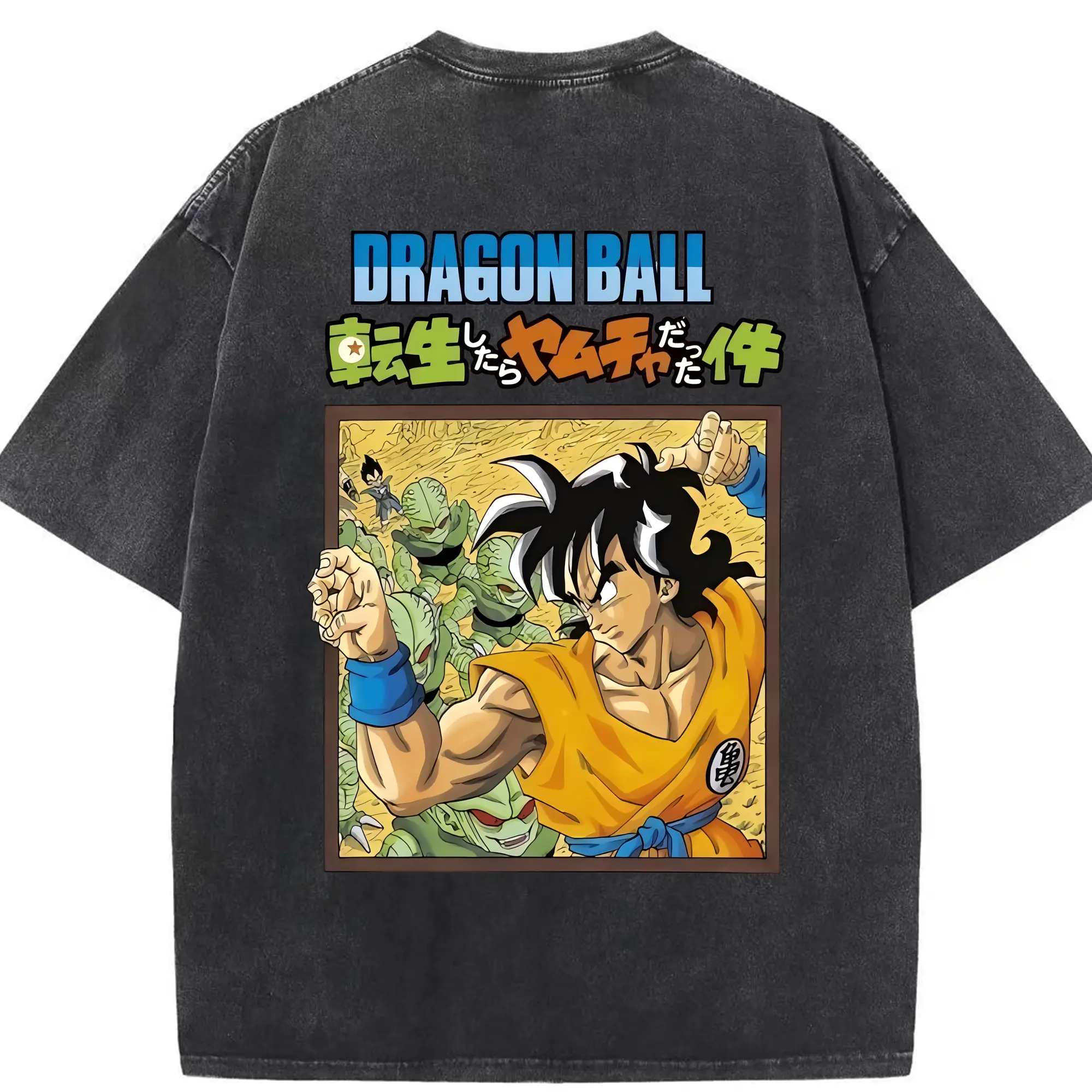 ドラゴンボール グッズ ヤムチャ - 綿100％ ヴィンテージ風 半袖Tシャツ ・ 背面プリント ・ 柔らか肌触り ・ 通気性 快適 ・ スポーツ カジュアル 外出用