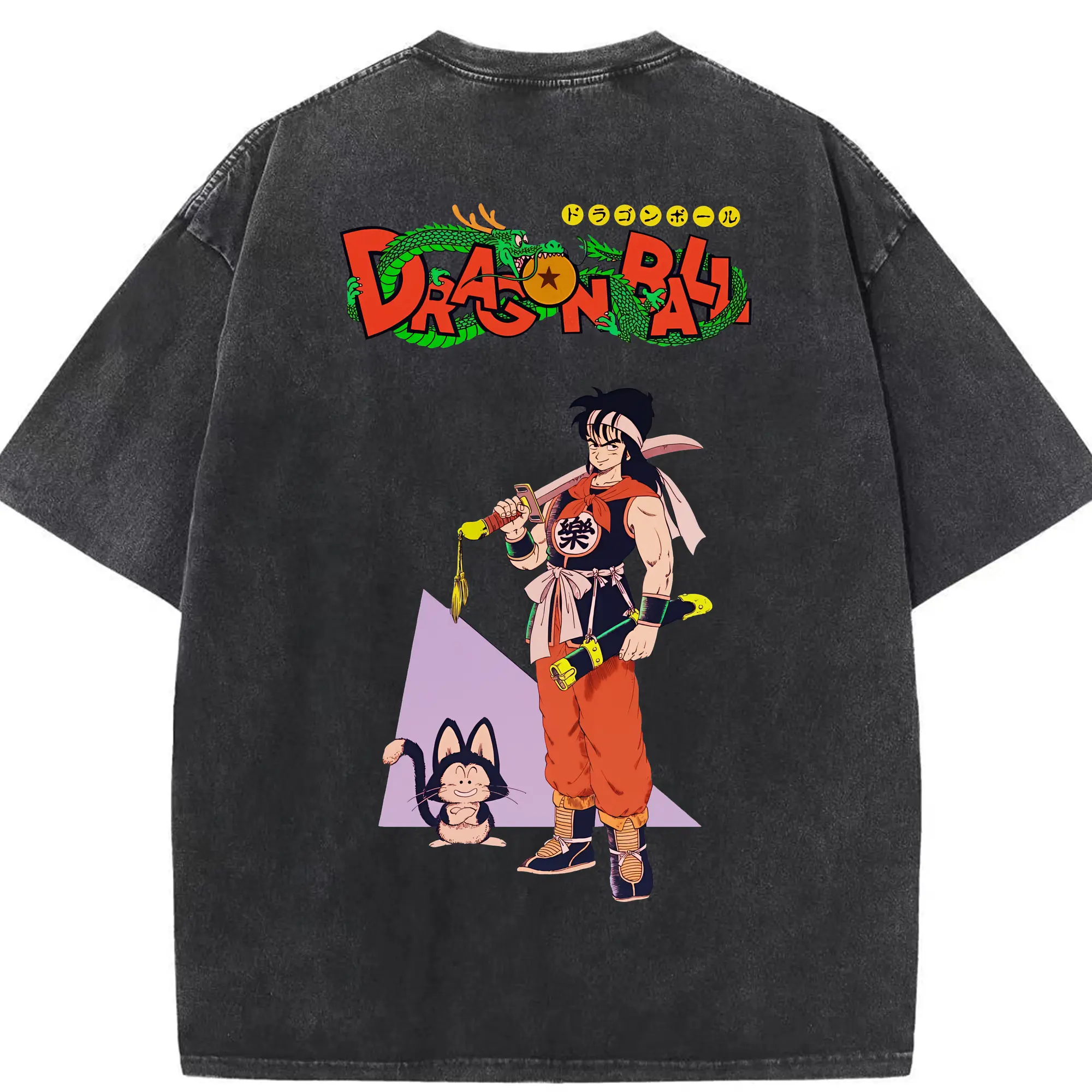 ドラゴンボール グッズ ヤムチャ - 綿100％ ヴィンテージ風 半袖Tシャツ ・ 背面プリント ・ 柔らか肌触り ・ 通気性 快適 ・ スポーツ カジュアル 外出用