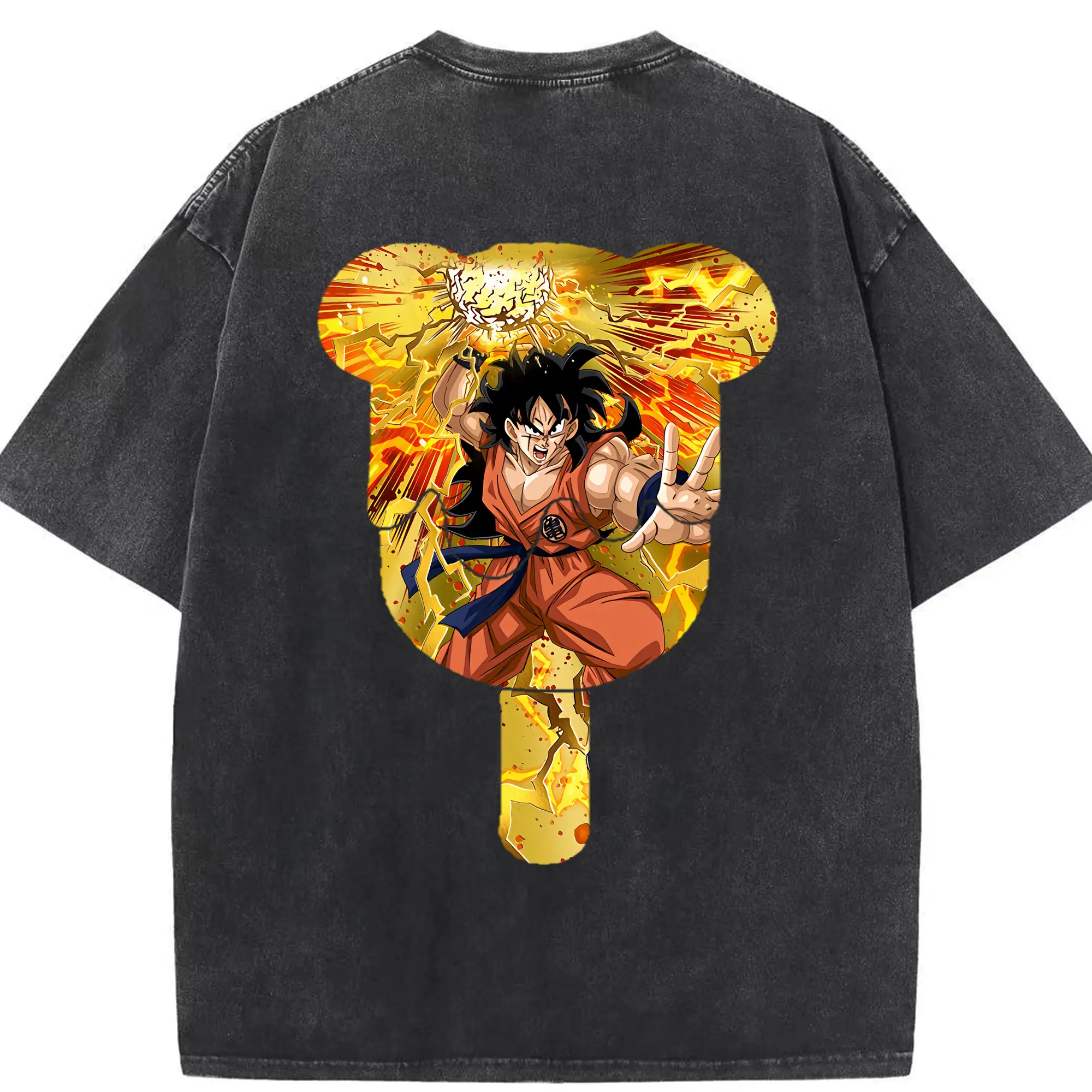 ドラゴンボール グッズ ヤムチャ - 綿100％ ヴィンテージ風 半袖Tシャツ ・ 背面プリント ・ 柔らか肌触り ・ 通気性 快適 ・ スポーツ カジュアル 外出用