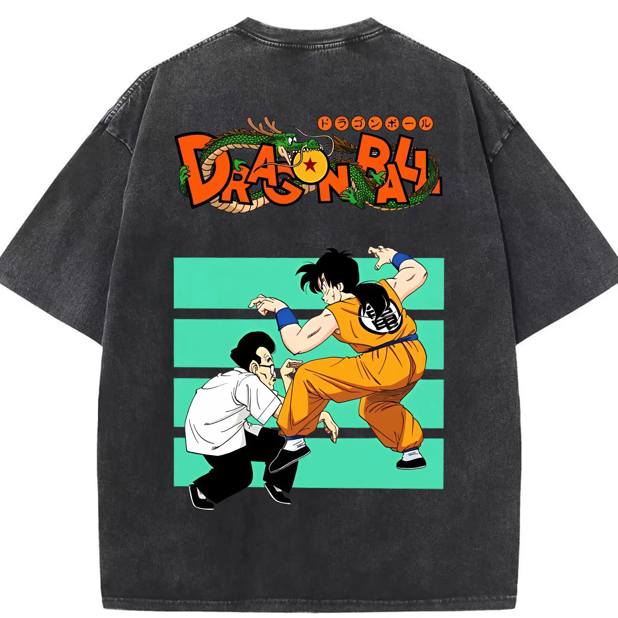 ドラゴンボール グッズ ヤムチャ - 綿100％ ヴィンテージ風 半袖Tシャツ ・ 背面プリント ・ 柔らか肌触り ・ 通気性 快適 ・ スポーツ カジュアル 外出用