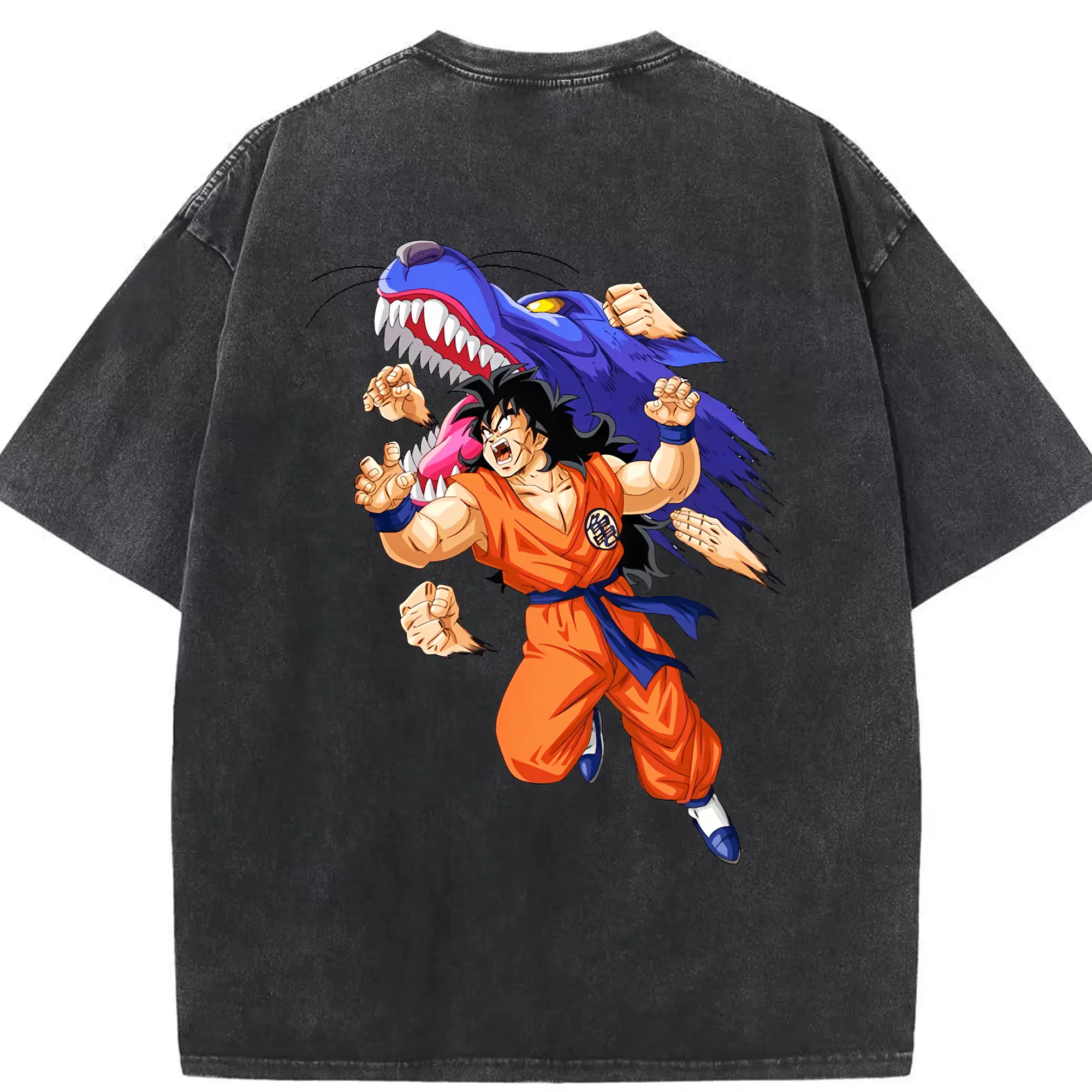 ドラゴンボール グッズ ヤムチャ - 綿100％ ヴィンテージ風 半袖Tシャツ ・ 背面プリント ・ 柔らか肌触り ・ 通気性 快適 ・ スポーツ カジュアル 外出用