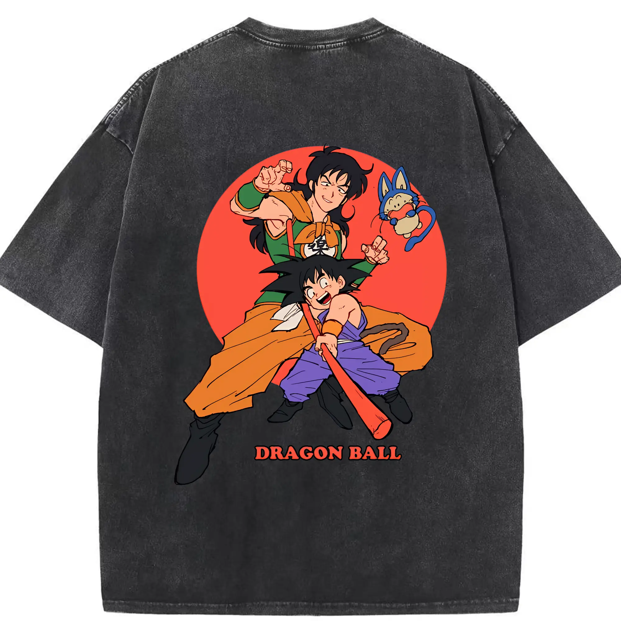 ドラゴンボール グッズ ヤムチャ - 綿100％ ヴィンテージ風 半袖Tシャツ ・ 背面プリント ・ 柔らか肌触り ・ 通気性 快適 ・ スポーツ カジュアル 外出用