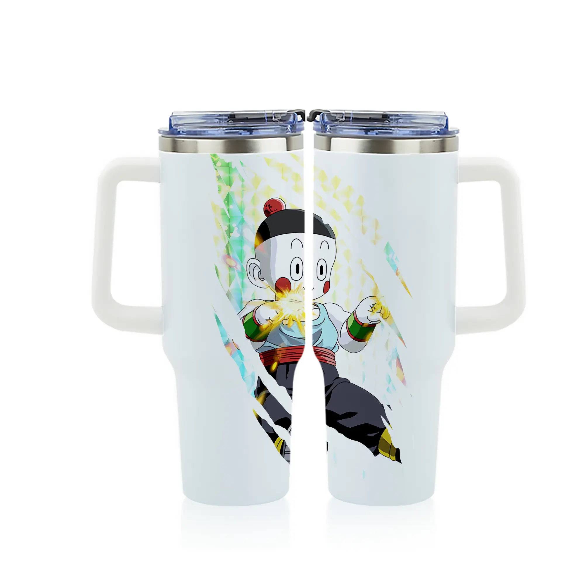 ドラゴンボール グッズ チャオズ - 1200mL フルプリント車用タンブラー ・ 304ステンレス 内側 ・ 201ステンレス 外側 ・ 保温 保冷 ・ 通勤 ドライブ アウトドア用