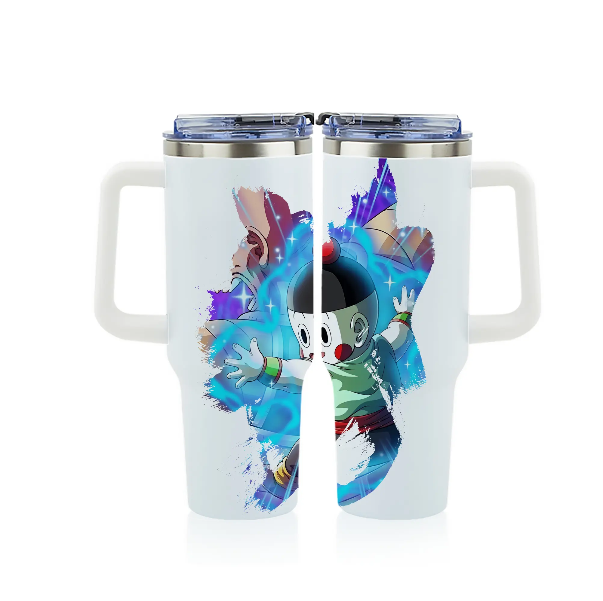 ドラゴンボール グッズ チャオズ - 1200mL フルプリント車用タンブラー ・ 304ステンレス 内側 ・ 201ステンレス 外側 ・ 保温 保冷 ・ 通勤 ドライブ アウトドア用