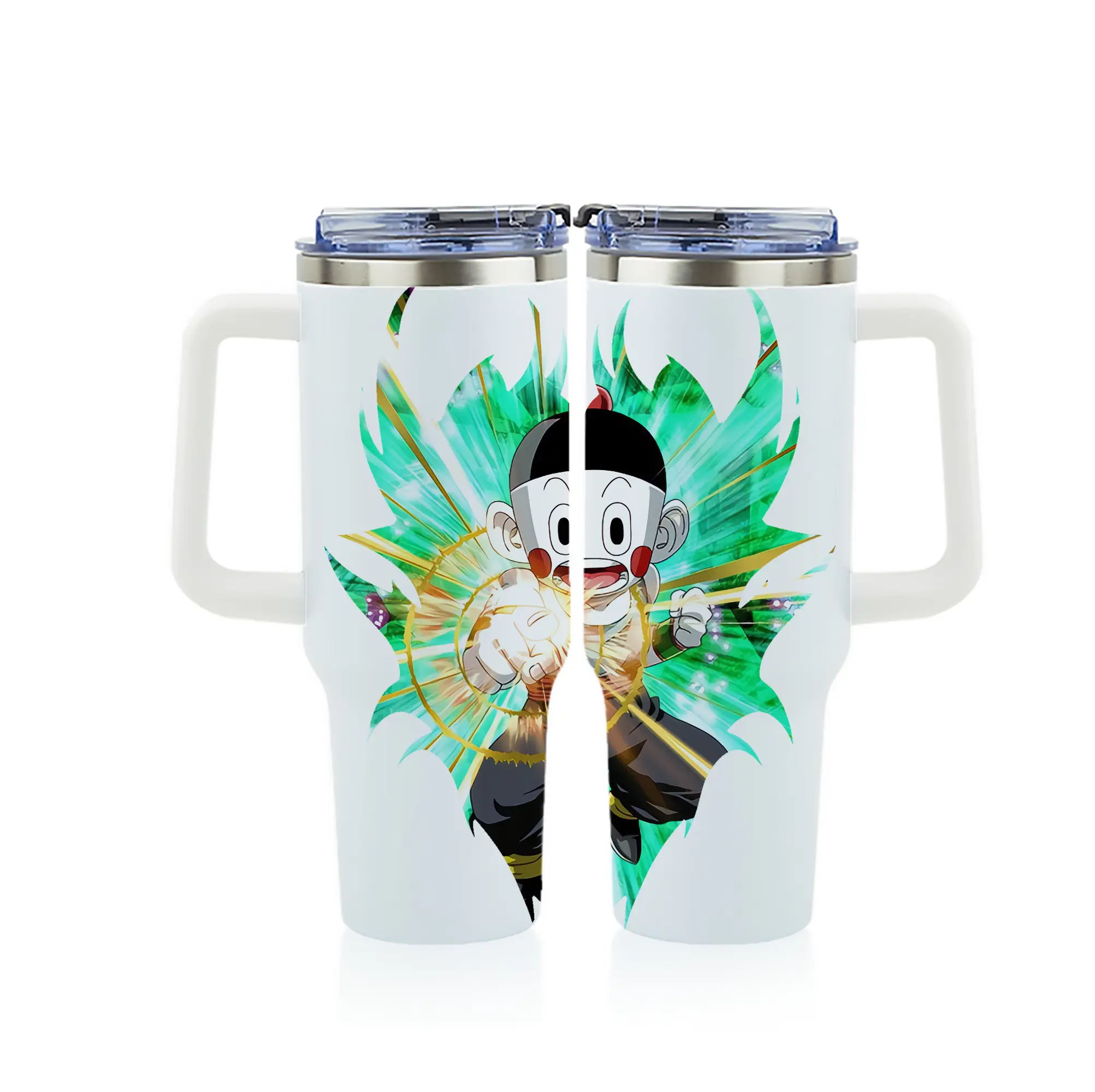 ドラゴンボール グッズ チャオズ - 1200mL フルプリント車用タンブラー ・ 304ステンレス 内側 ・ 201ステンレス 外側 ・ 保温 保冷 ・ 通勤 ドライブ アウトドア用