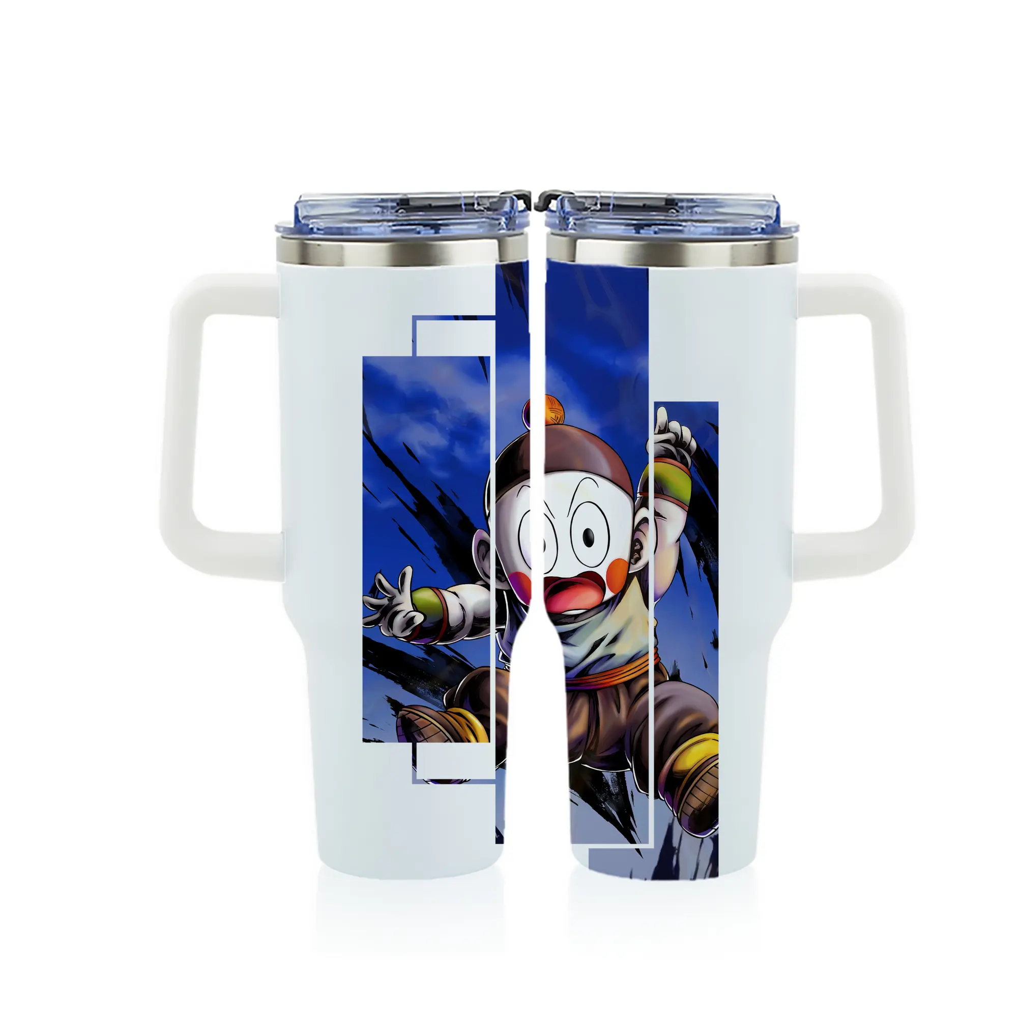 ドラゴンボール グッズ チャオズ - 1200mL フルプリント車用タンブラー ・ 304ステンレス 内側 ・ 201ステンレス 外側 ・ 保温 保冷 ・ 通勤 ドライブ アウトドア用