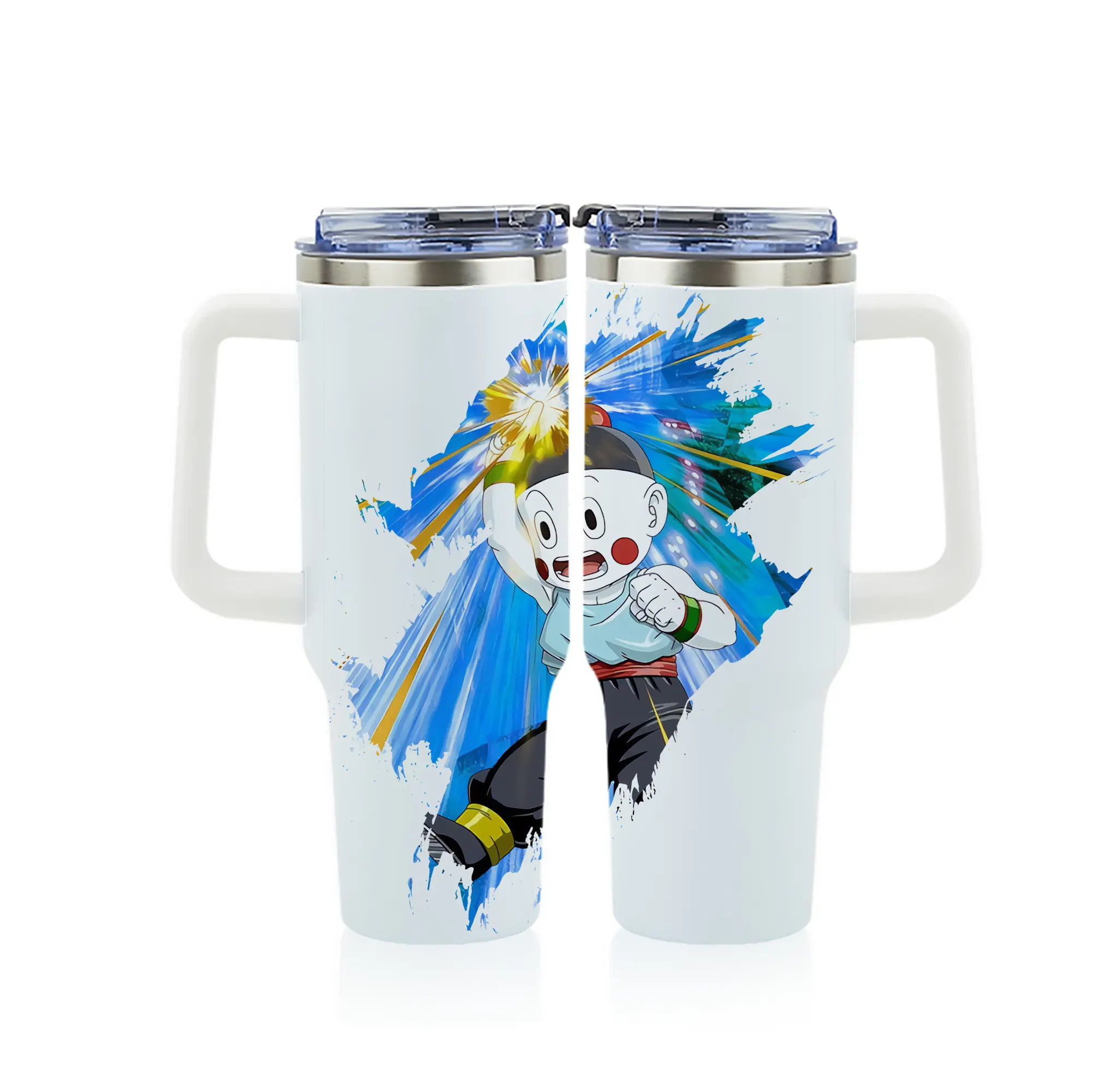 ドラゴンボール グッズ チャオズ - 1200mL フルプリント車用タンブラー ・ 304ステンレス 内側 ・ 201ステンレス 外側 ・ 保温 保冷 ・ 通勤 ドライブ アウトドア用